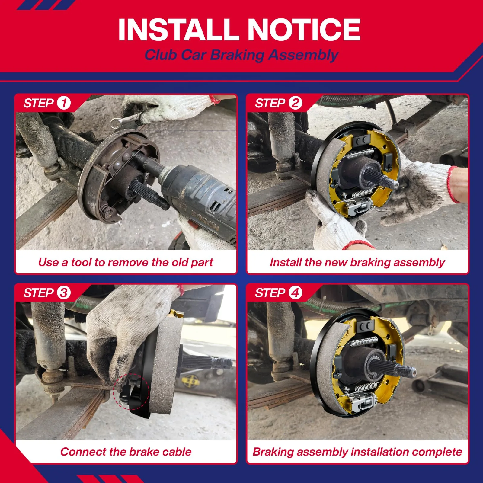 SUPGCPER Club Car Rear Brake Cluster Kit DS Precedent Tempo image 4