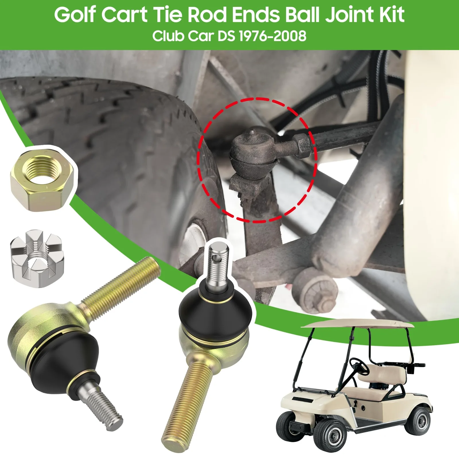 10L0L Tie Rod End Kit for Club Car DS 1976-2008 image 2
