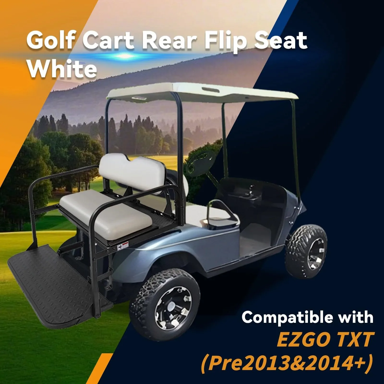Rainier Parts White Rear Flip Seat Kit for E-Z-GO TXT image 2