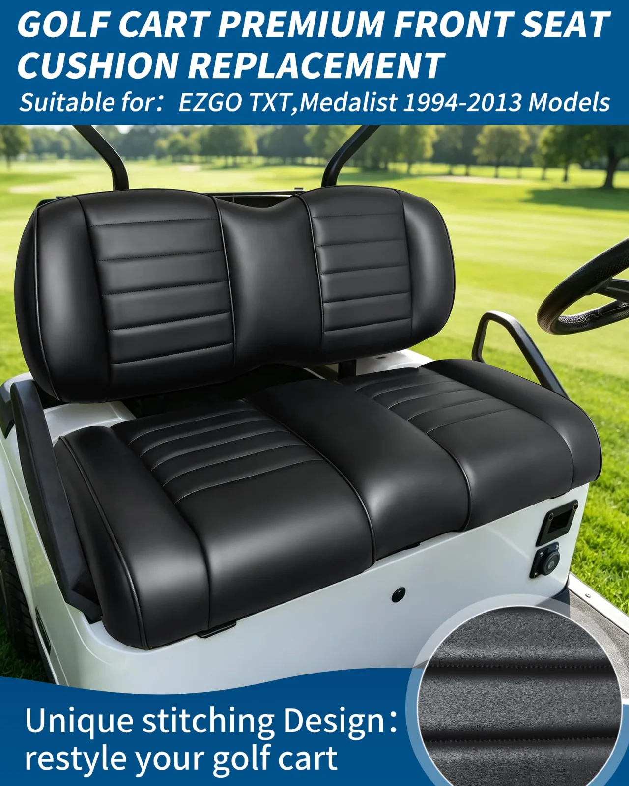 HEOHOU Front Seat Cushion Kit for E-Z-GO TXT 1994-2013 image 2