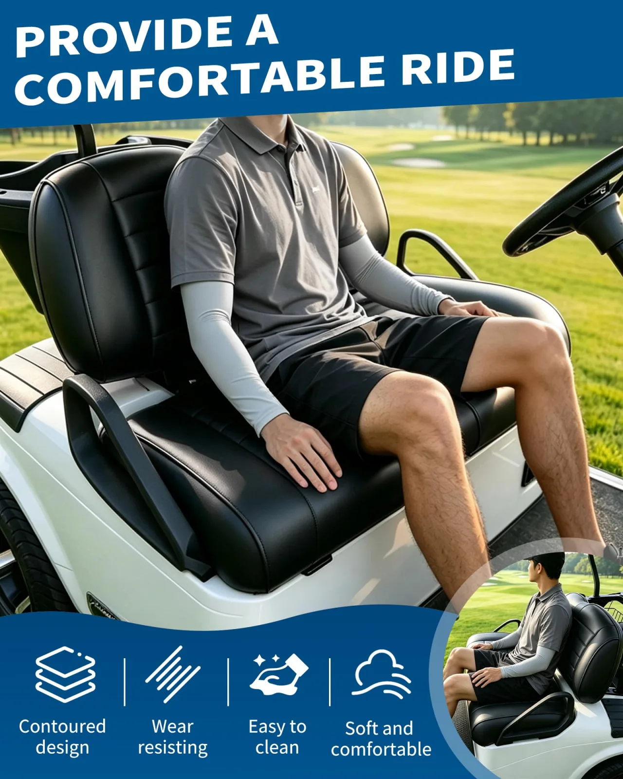 HEOHOU Front Seat Cushion Kit for E-Z-GO TXT 1994-2013 image 4