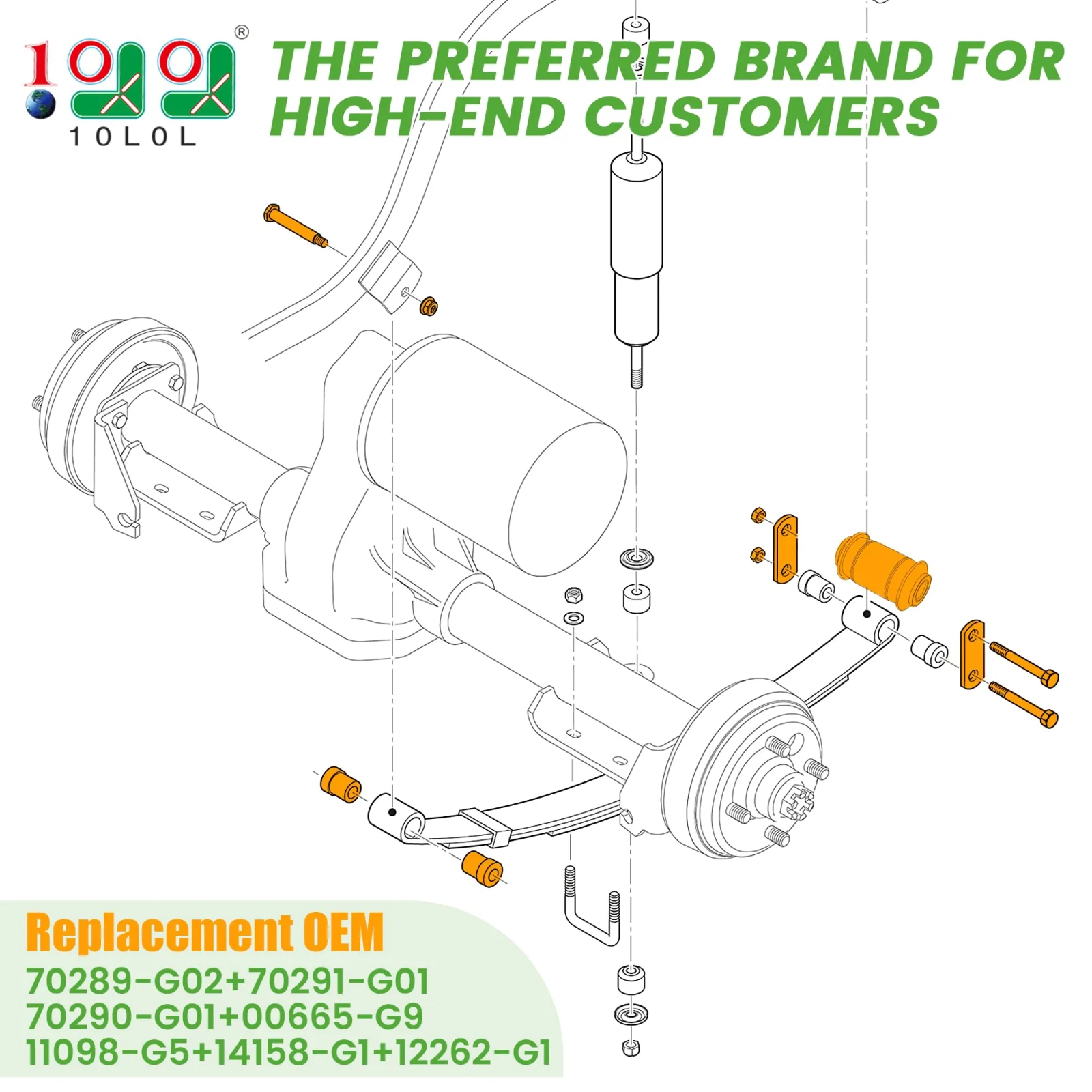 10L0L Rear Leaf Spring Bushing Kit for E-Z-GO TXT image 2