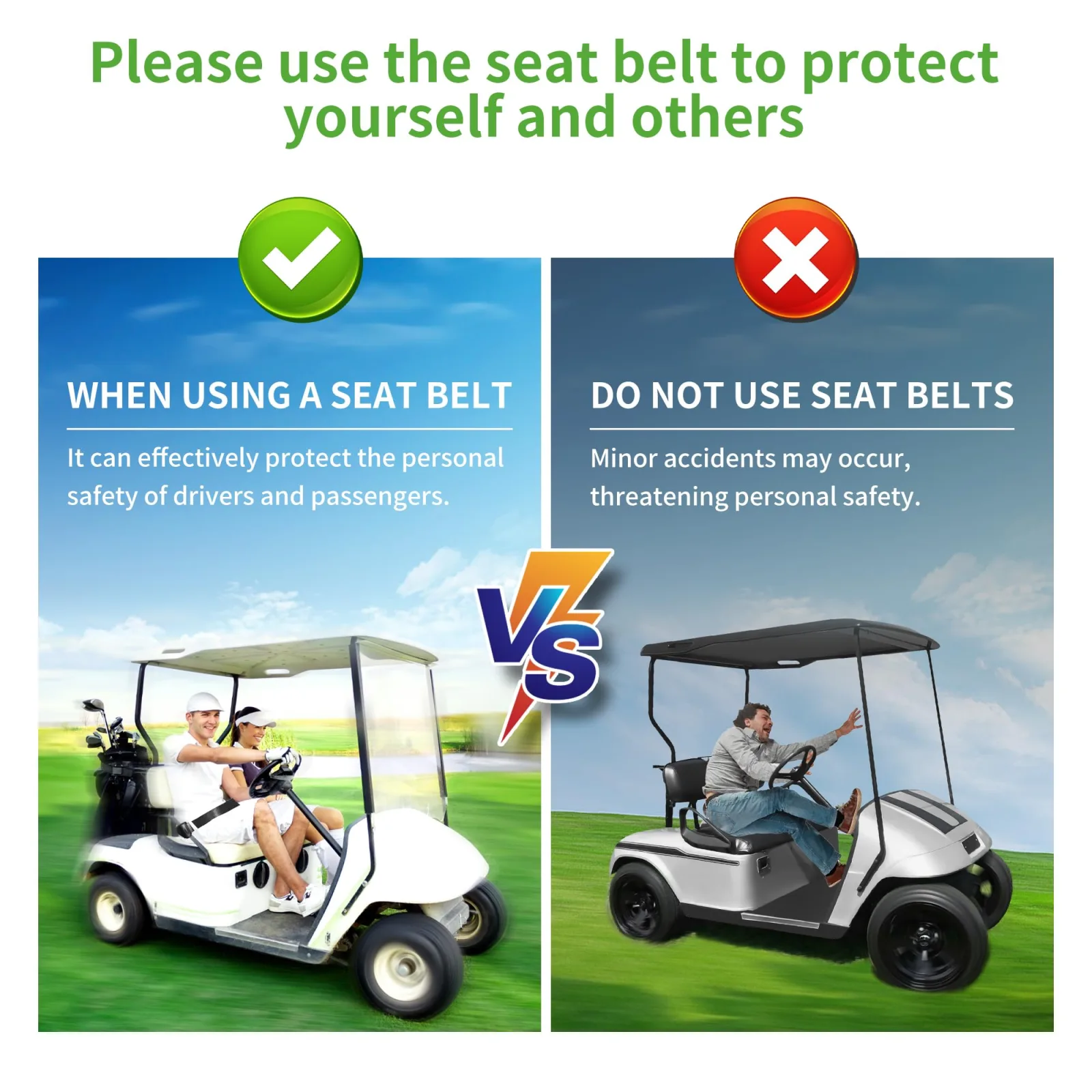 10L0L 4-Passenger Golf Cart Seat Belt Kit image 3