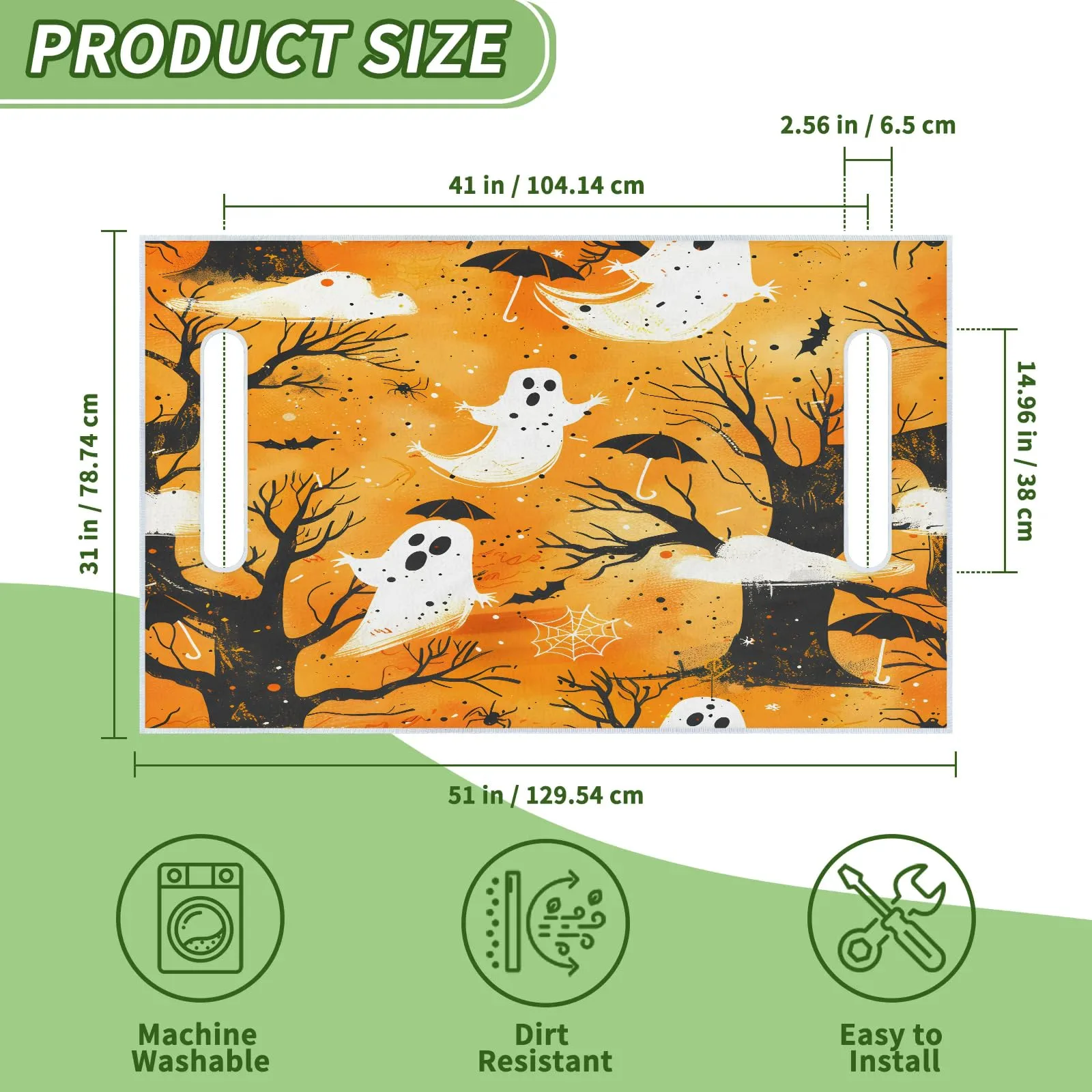 Tiveruda Halloween Ghost Golf Cart Seat Cover, 51 x 31 in image 2