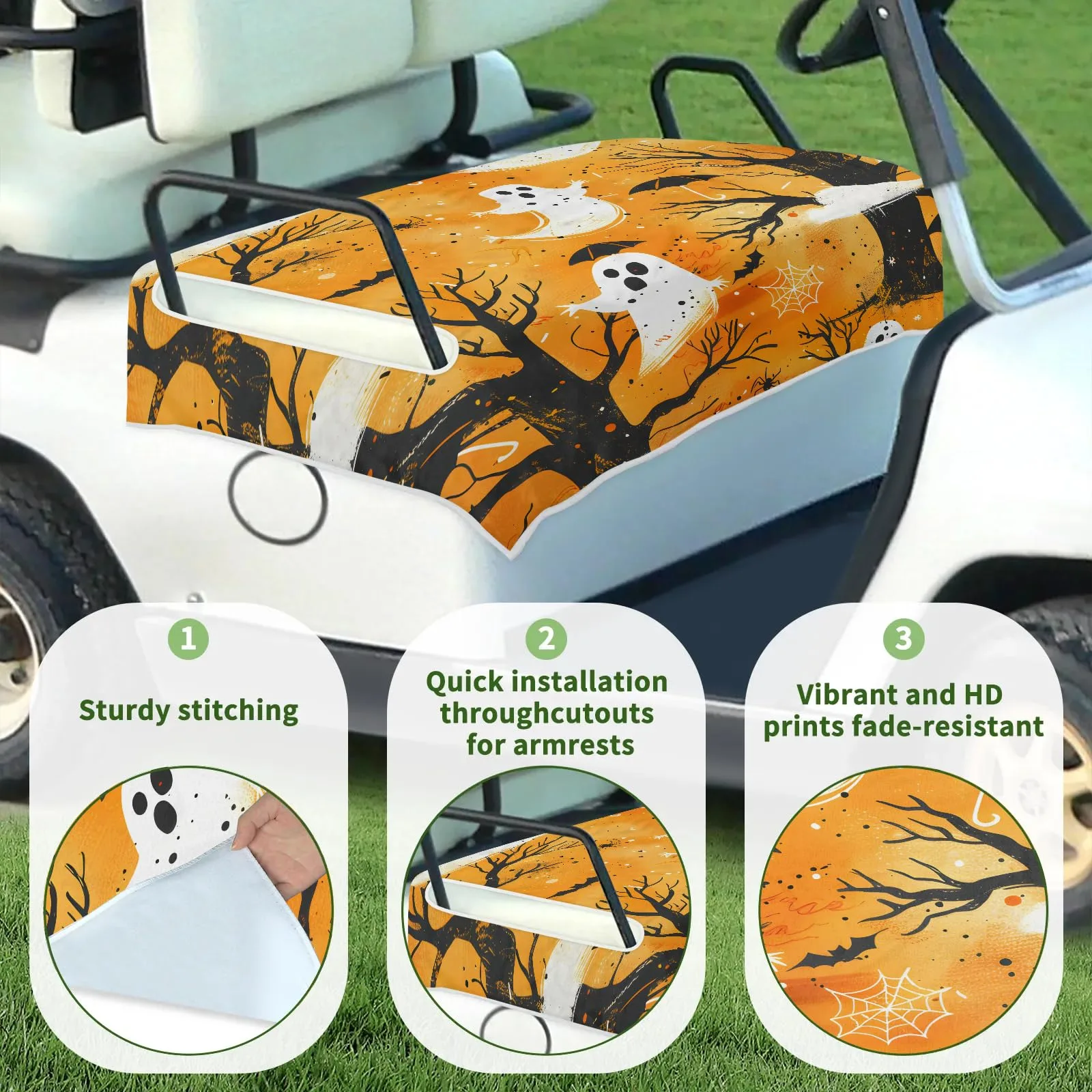 Tiveruda Halloween Ghost Golf Cart Seat Cover, 51 x 31 in image 3