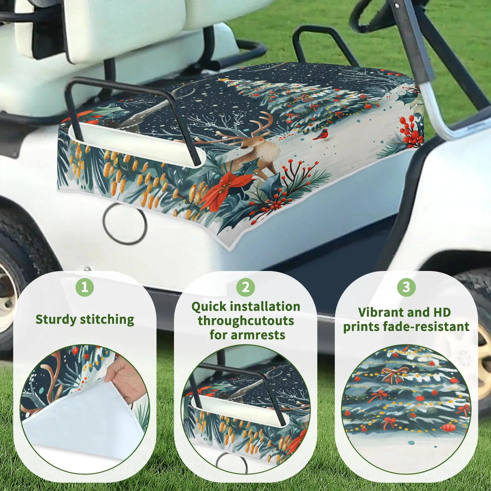 Tiveruda Golf Cart Seat Cover for Double Seats image 3