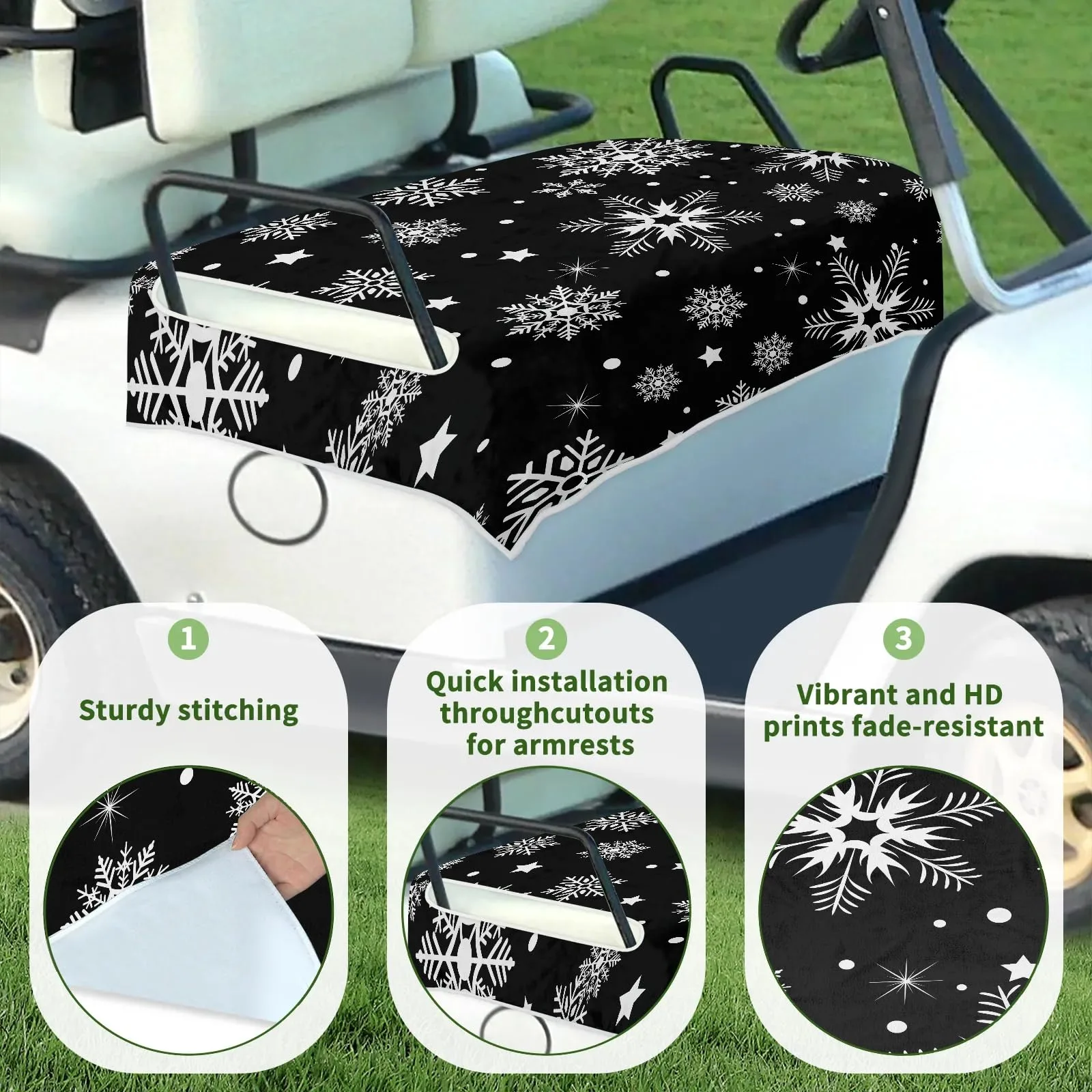 Tiveruda Christmas Snowflake Golf Cart Seat Cover image 3