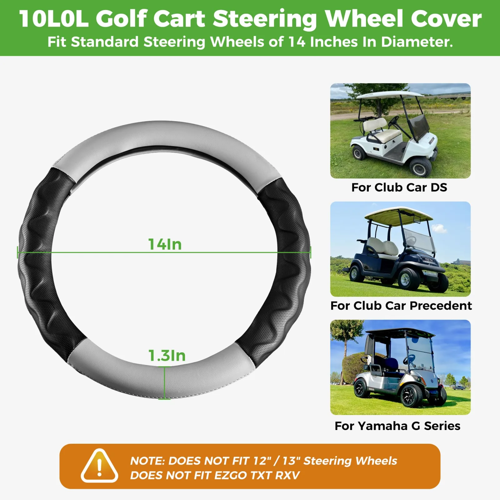 10L0L 14-Inch Golf Cart Steering Wheel Cover 00539-A image 3