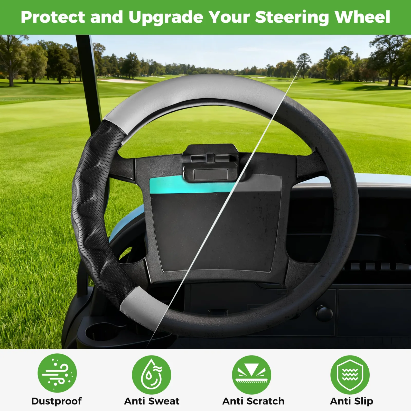 10L0L 14-Inch Golf Cart Steering Wheel Cover 00539-A image 4