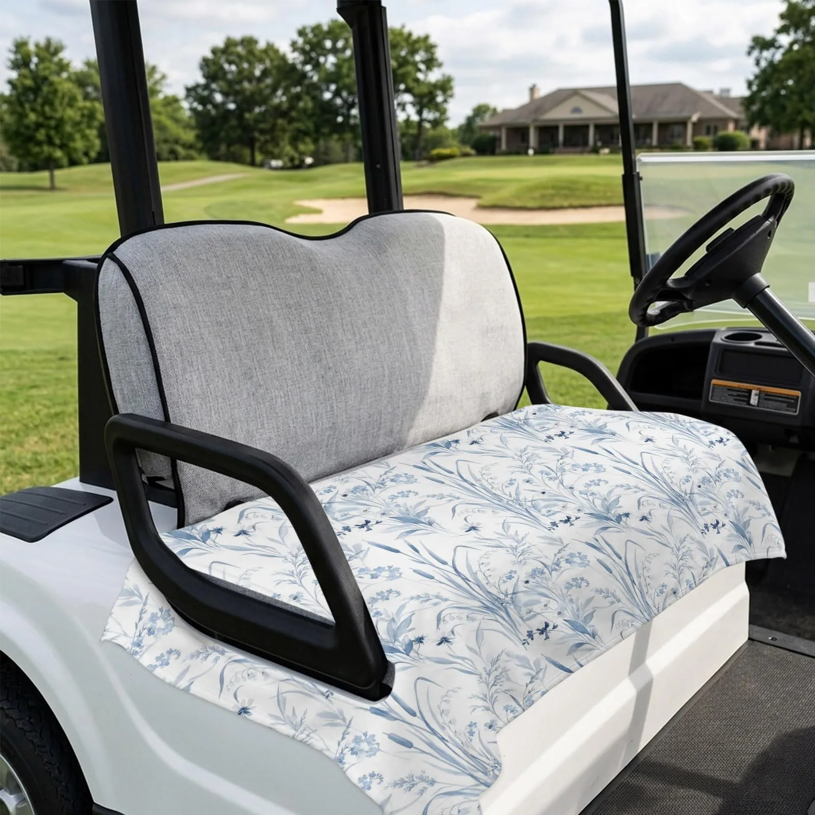 DecorLovee Blue Floral Golf Cart Seat Cover 51 x 31 image 4