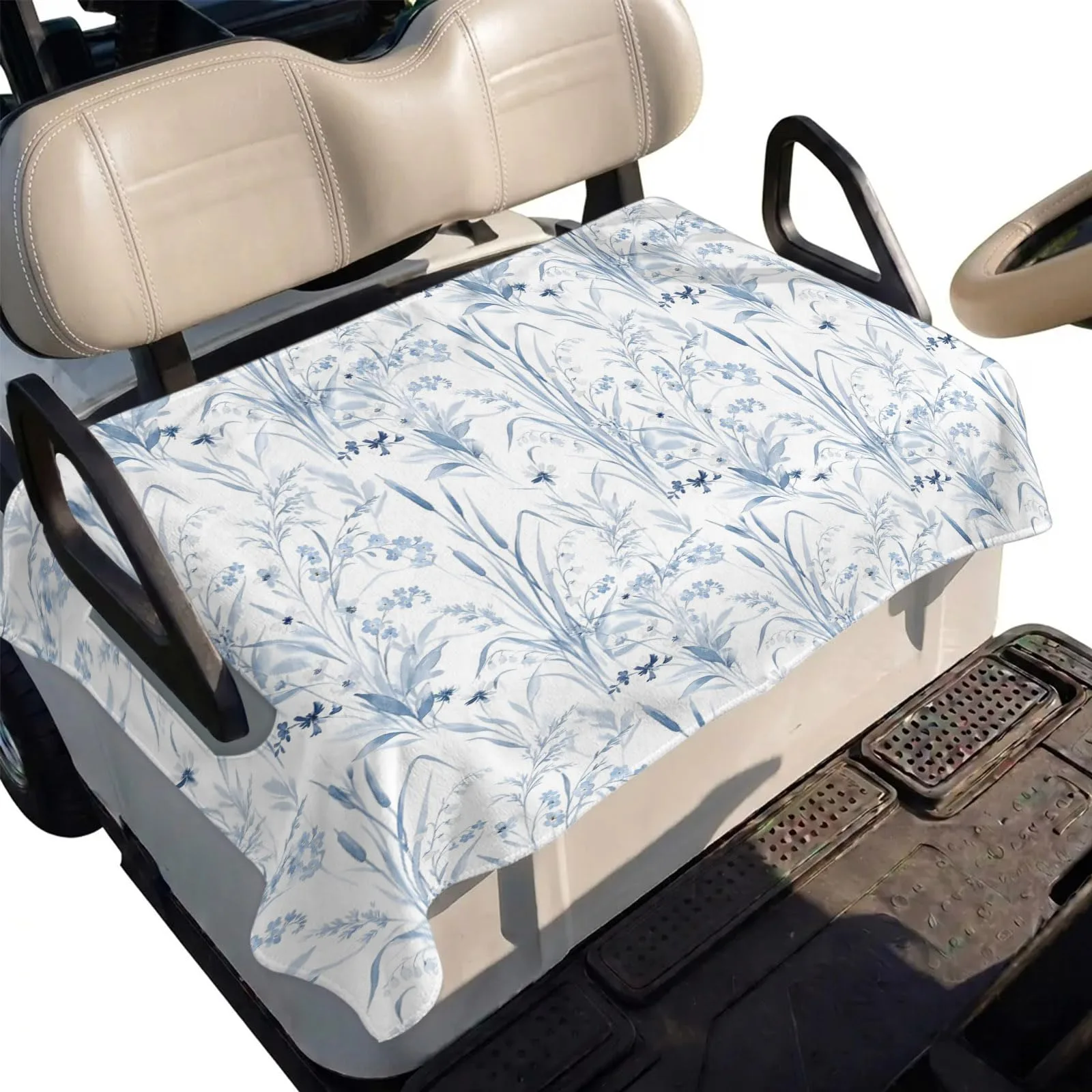 DecorLovee Blue Floral Golf Cart Seat Cover 51 x 31