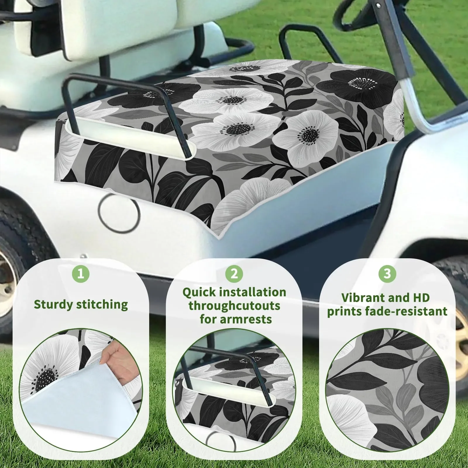 Tiveruda Golf Cart Seat Cover for Double Seats image 3