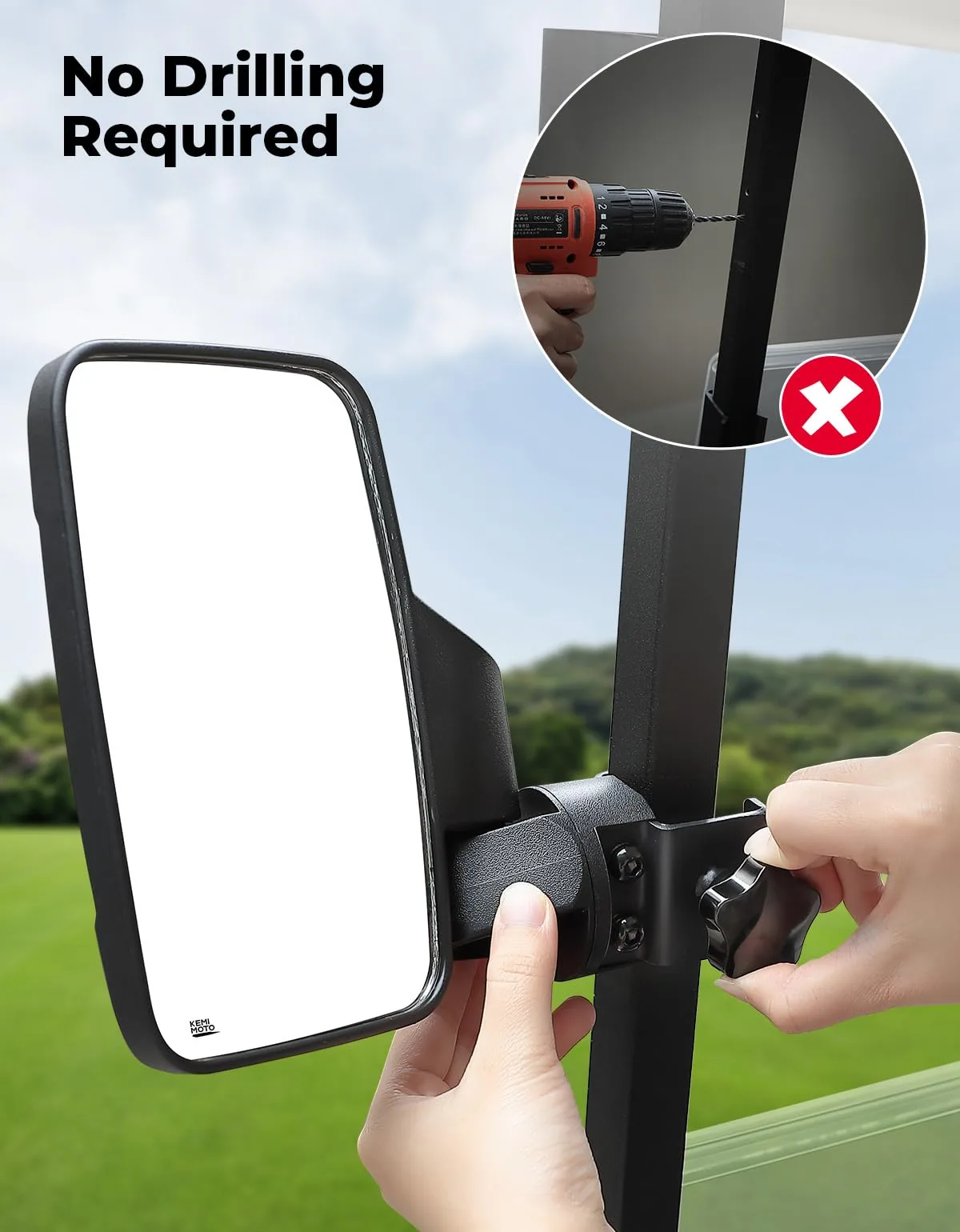 KEMIMOTO No-Drill Golf Cart Side Mirrors image 2