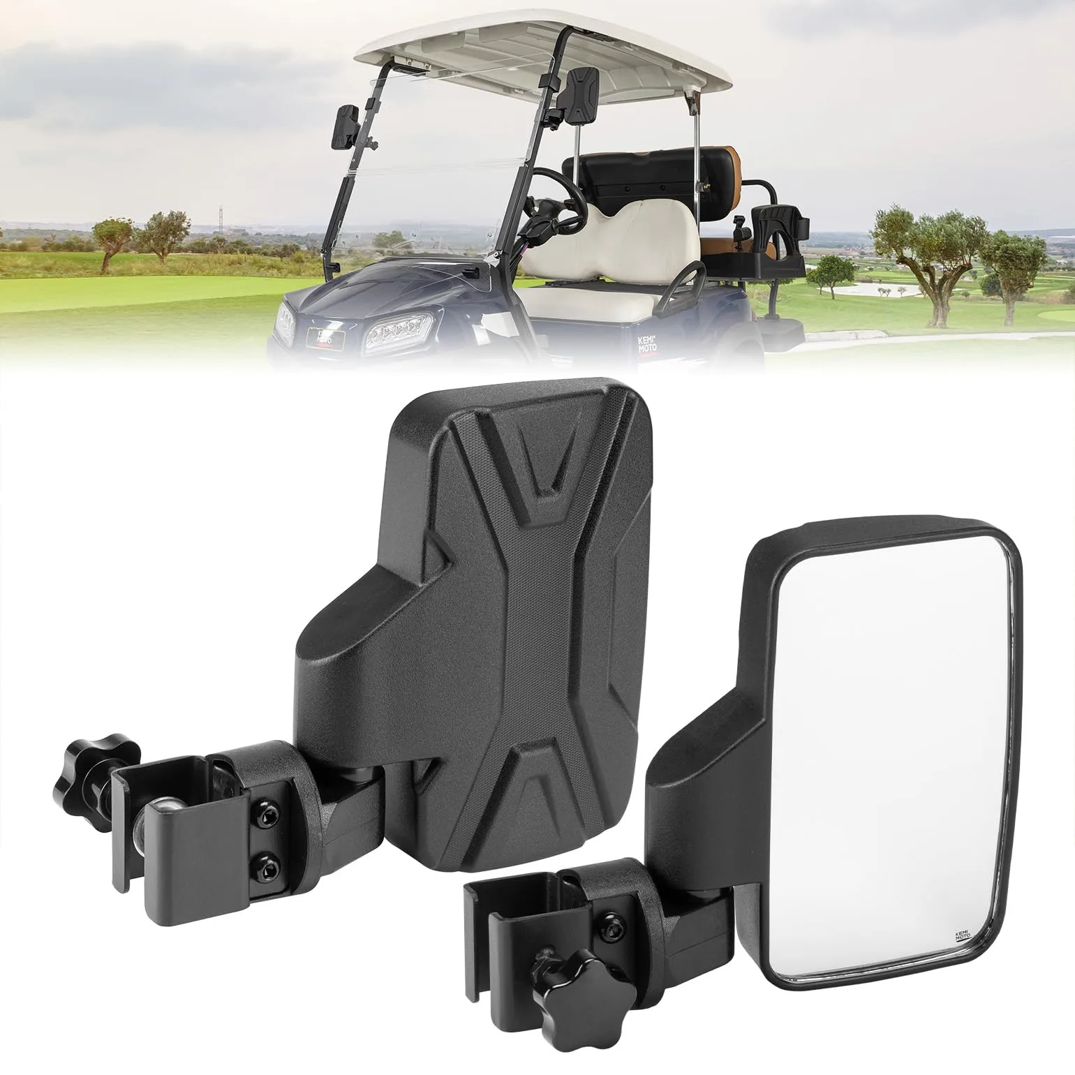 KEMIMOTO No-Drill Golf Cart Side Mirrors