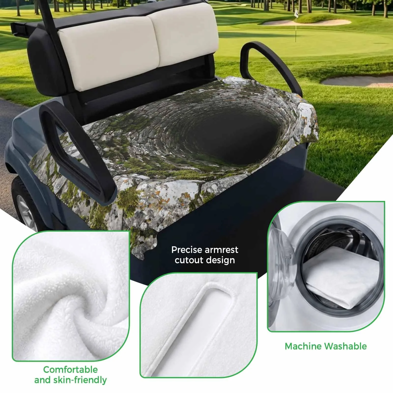 Trosturdspn 51" x 31" Golf Cart Seat Towel Blanket — Universal Seat Cover image 3