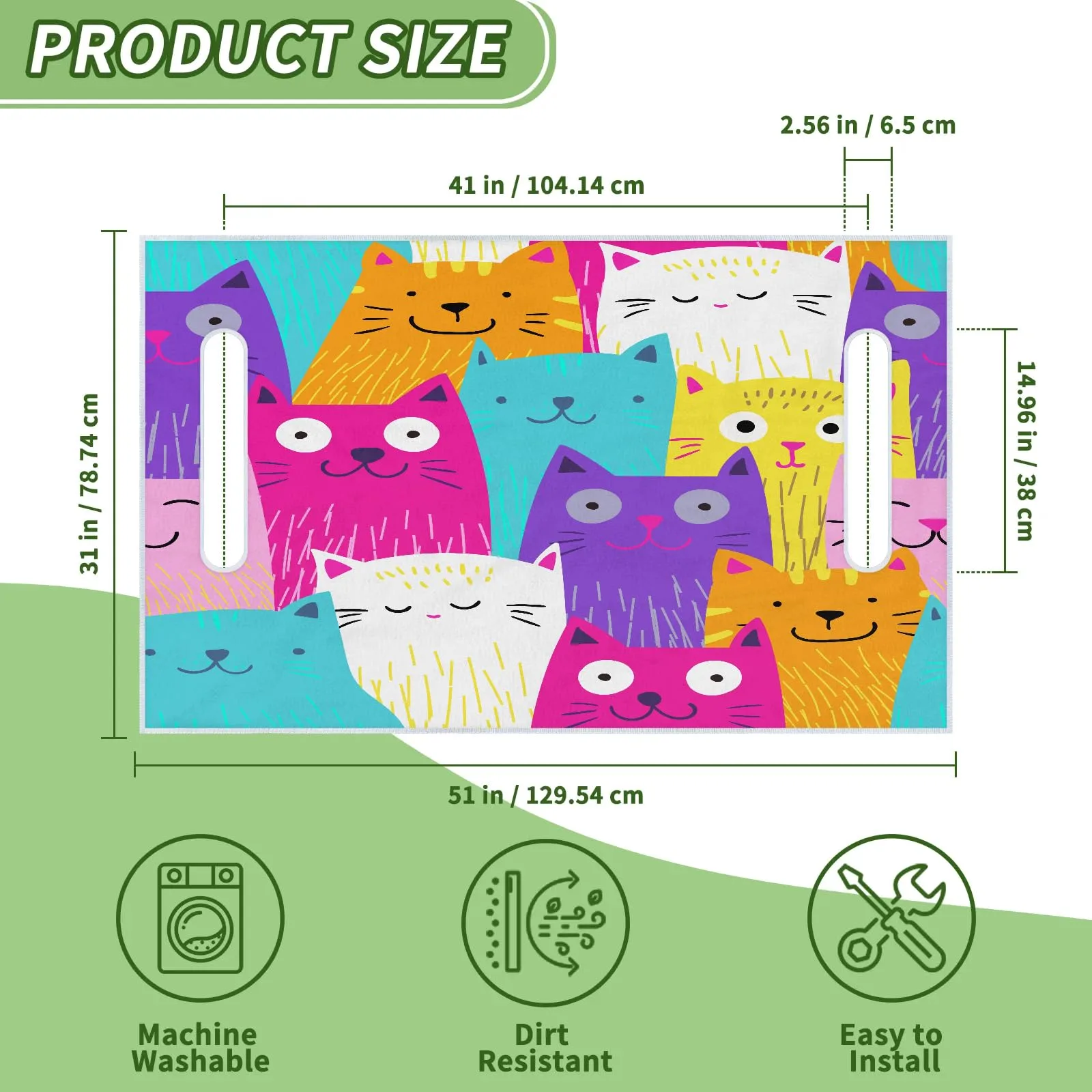 Tiveruda Colorful Cats Golf Cart Seat Cover, 51 x 31 in image 2