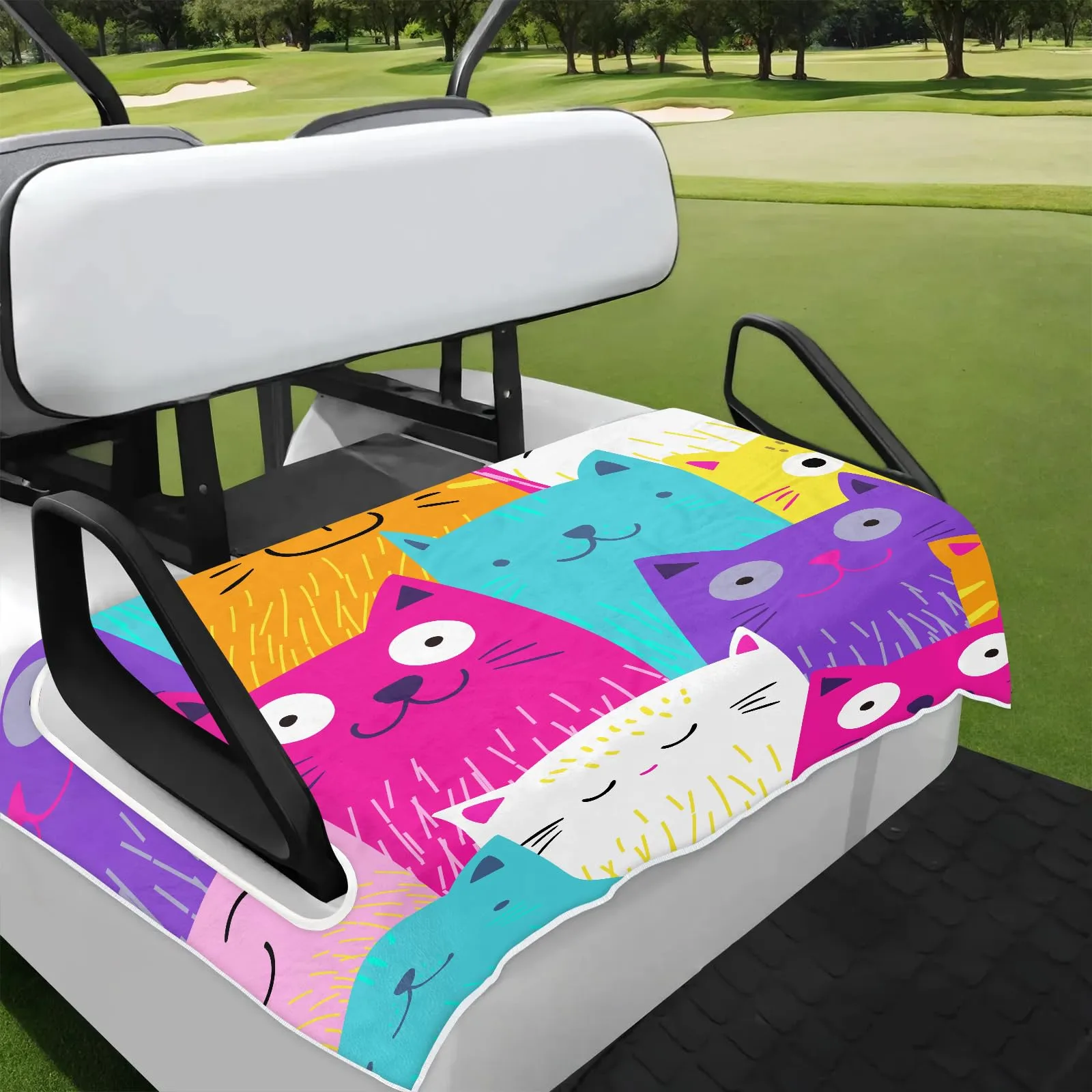 Tiveruda Colorful Cats Golf Cart Seat Cover, 51 x 31 in