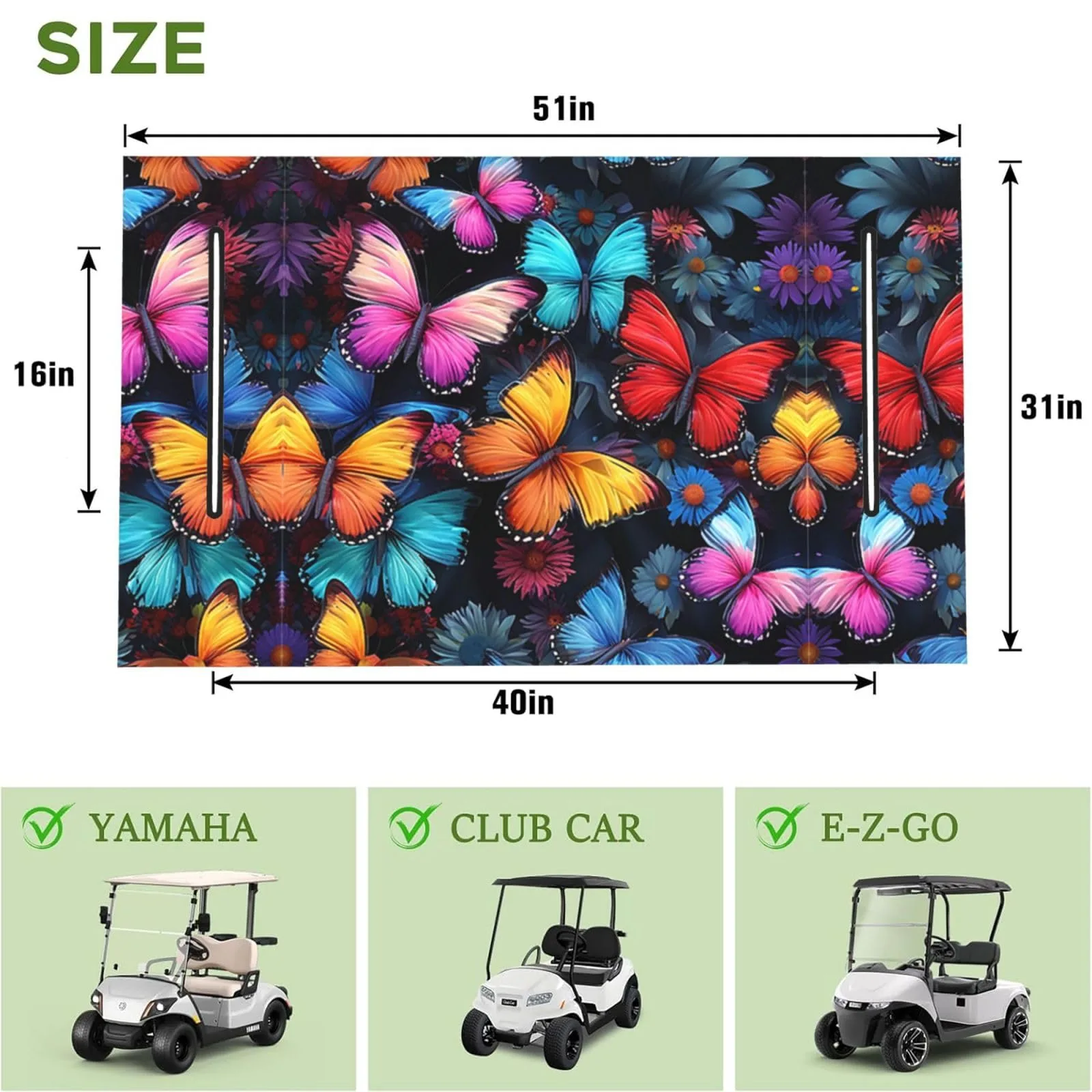 HOYYU Colorful Butterfly Golf Cart Seat Cover image 3