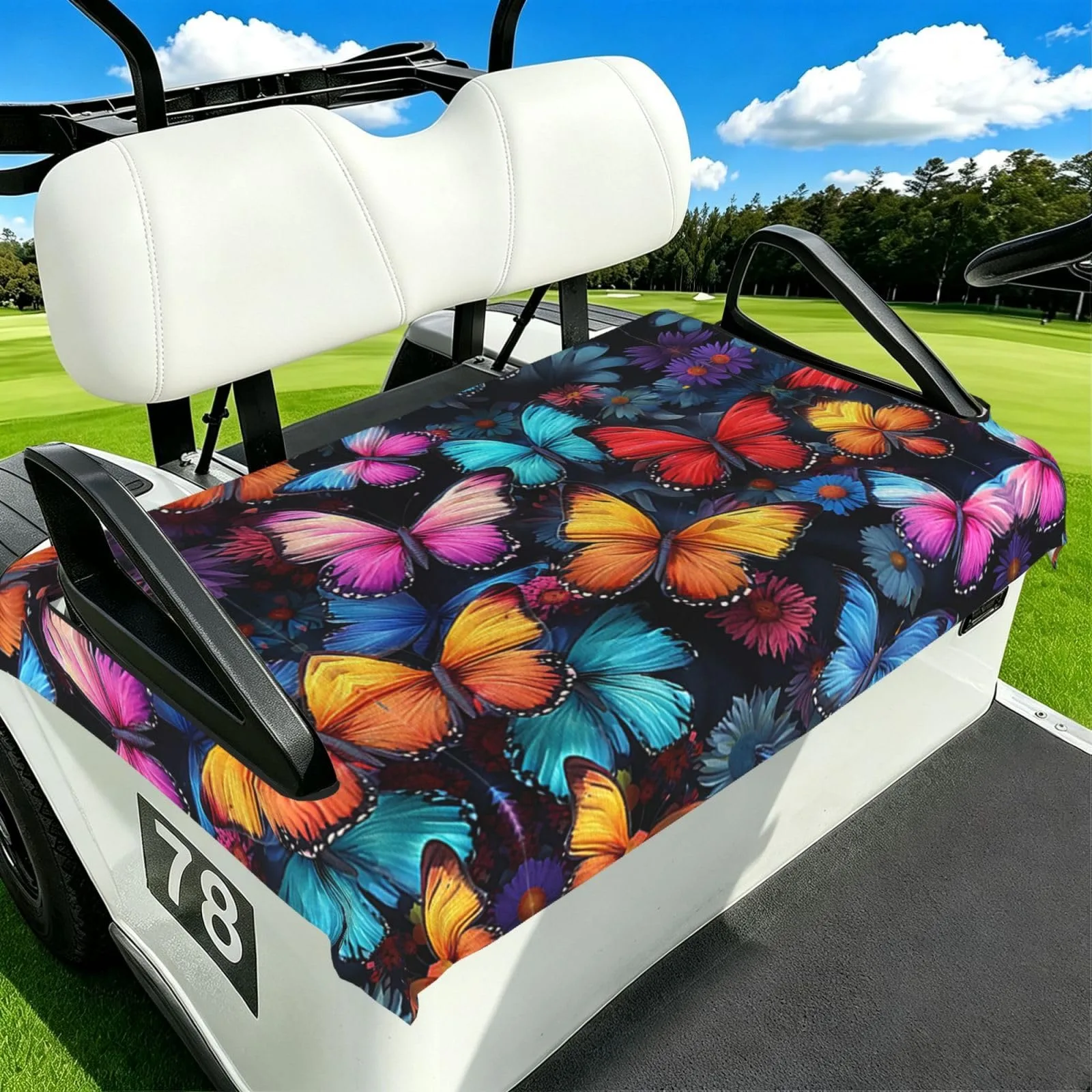 HOYYU Colorful Butterfly Golf Cart Seat Cover