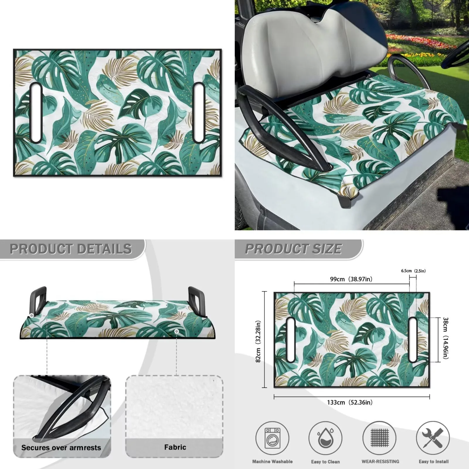Yewattles Club Car Golf Cart Seat Cover with Sun Visor image 2