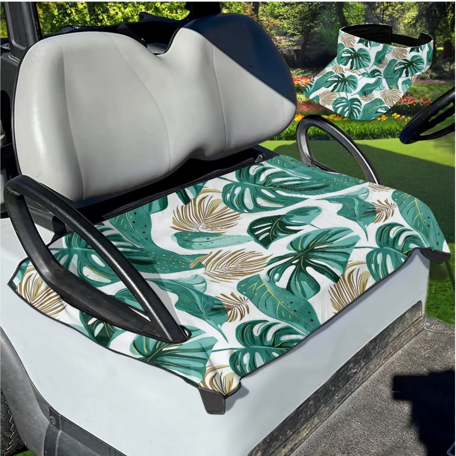 Yewattles Club Car Golf Cart Seat Cover with Sun Visor