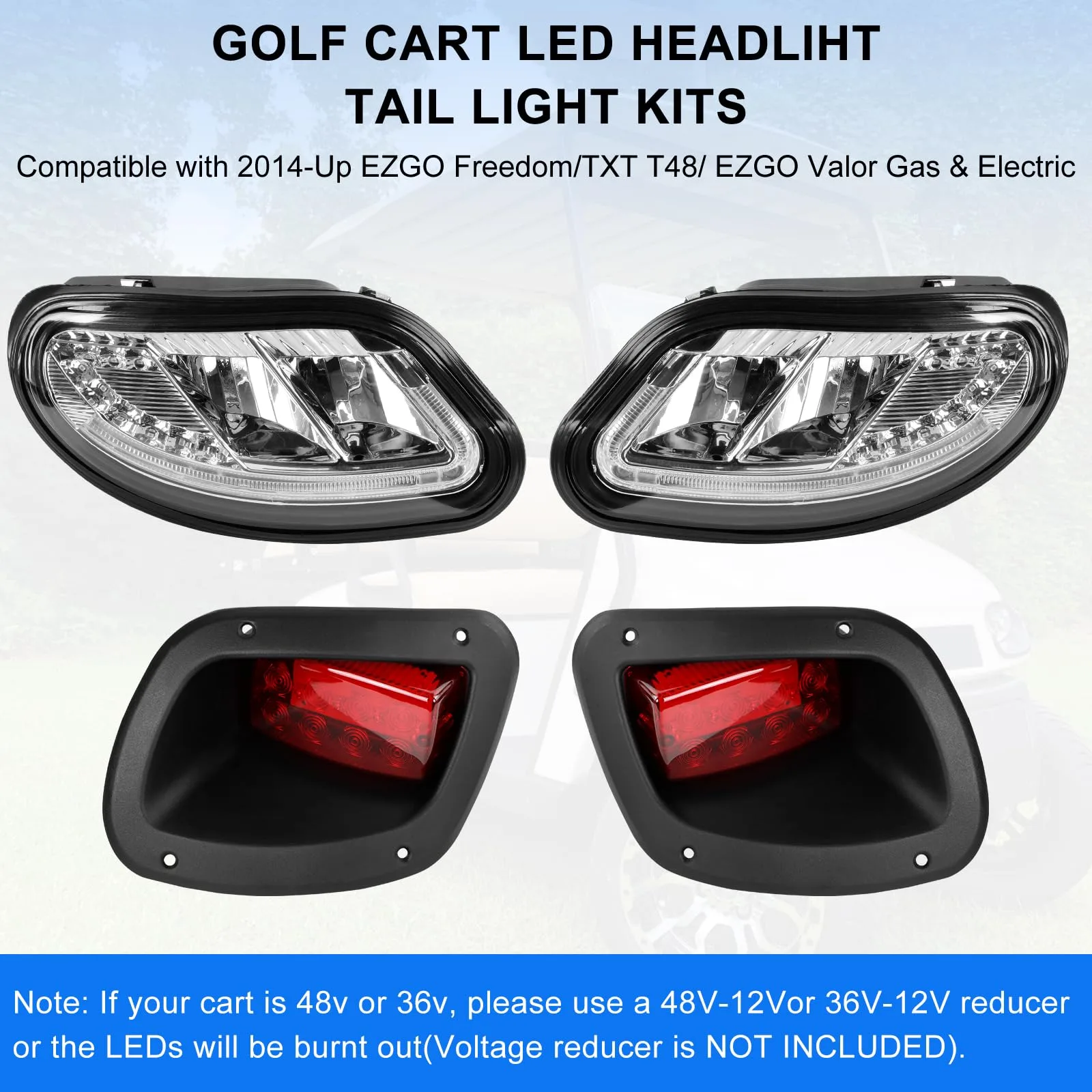 KAKSEY LED Headlight & Taillight Kit for 2014+ E-Z-GO Freedom / T48 / Valor (12V) image 2