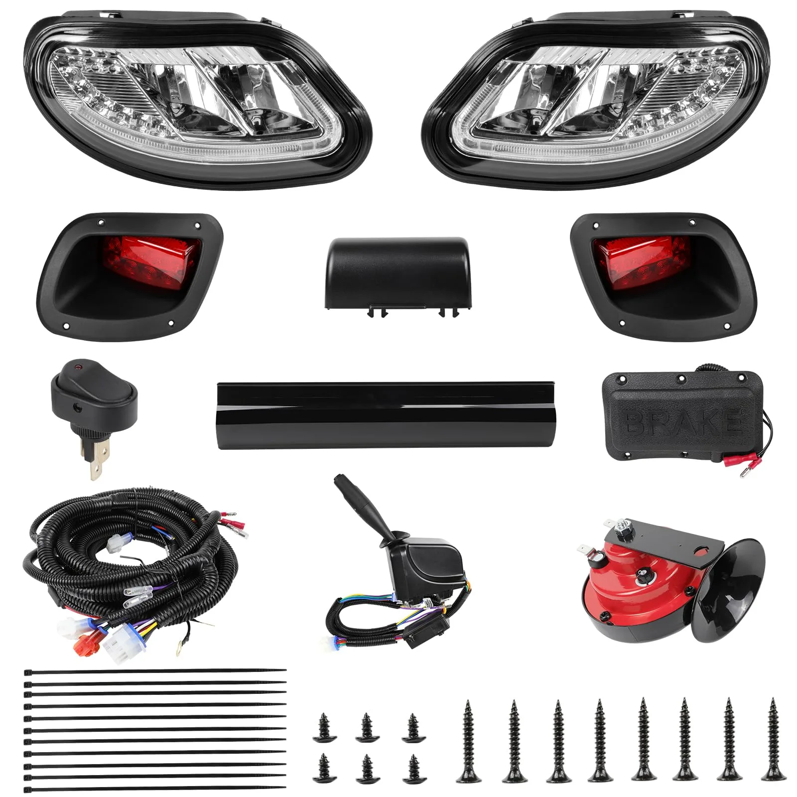 KAKSEY LED Headlight & Taillight Kit for 2014+ E-Z-GO Freedom / T48 / Valor (12V)