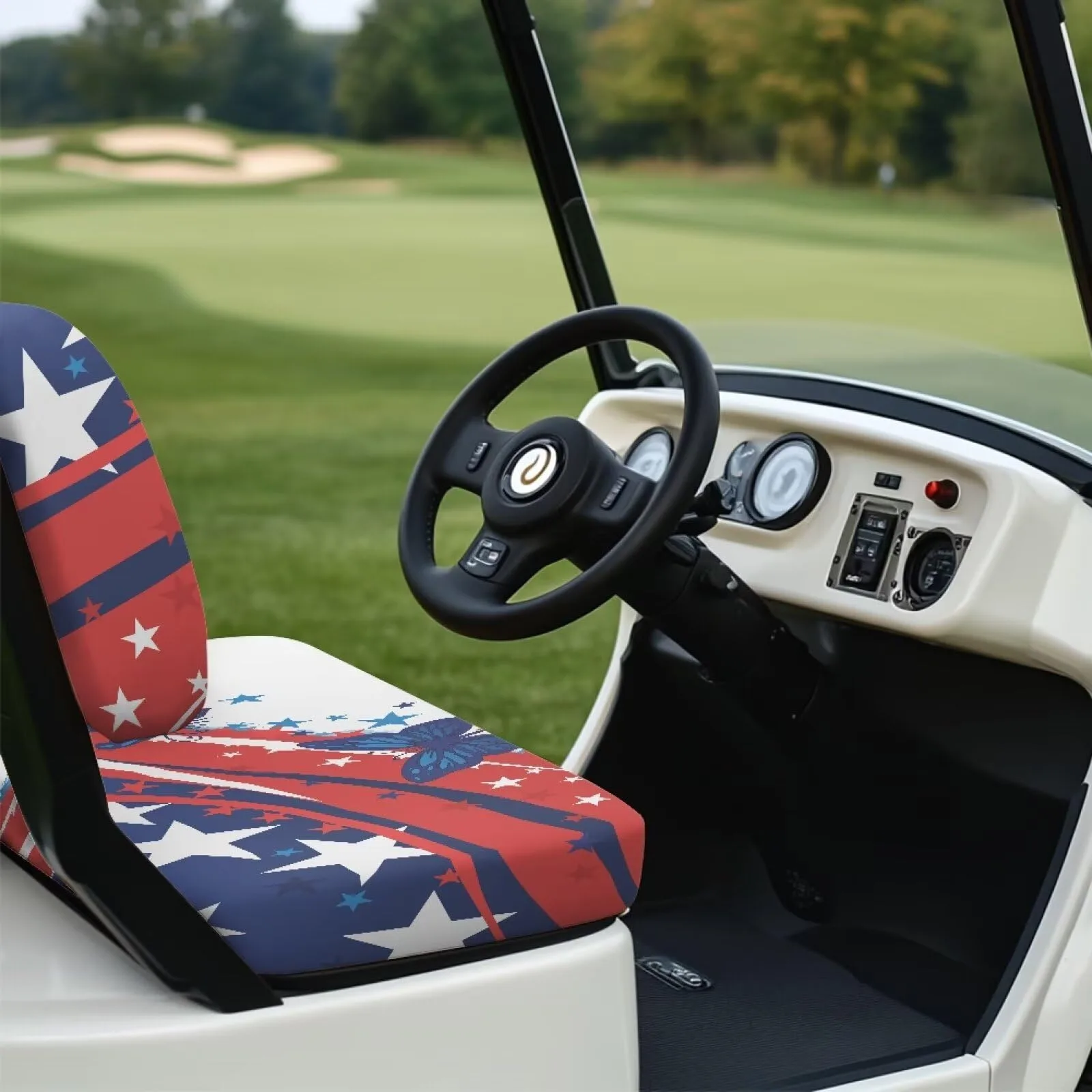 Whosucclay Blue Butterfly Golf Cart Seat Cover Set image 4