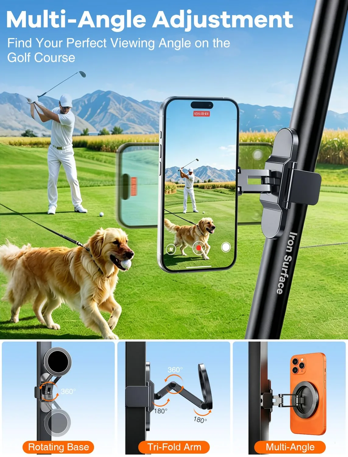 Shintrend Magnetic Golf Cart Phone Holder with 360° Rotation image 2