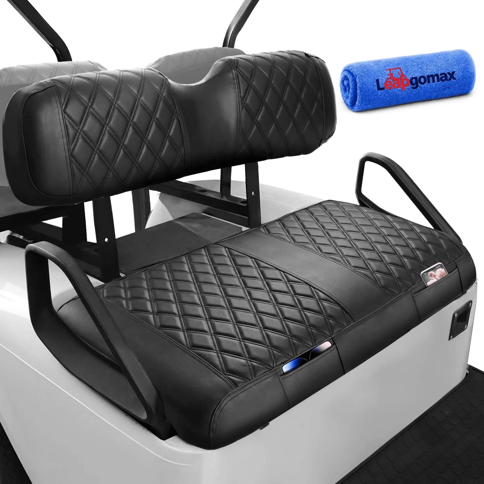 LEAPGOMAX E-Z-GO TXT/RXV Front Seat Covers, Black