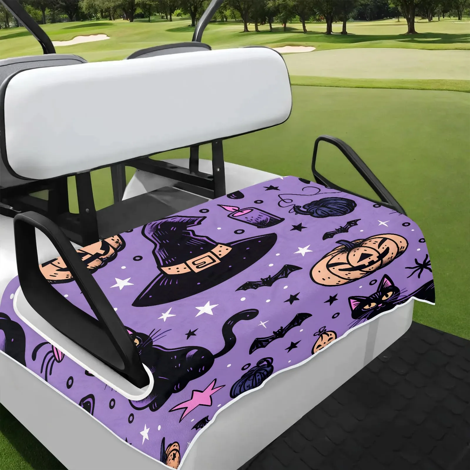 Tiveruda Halloween Pumpkins & Kittens 51" x 31" Golf Cart Seat Cover