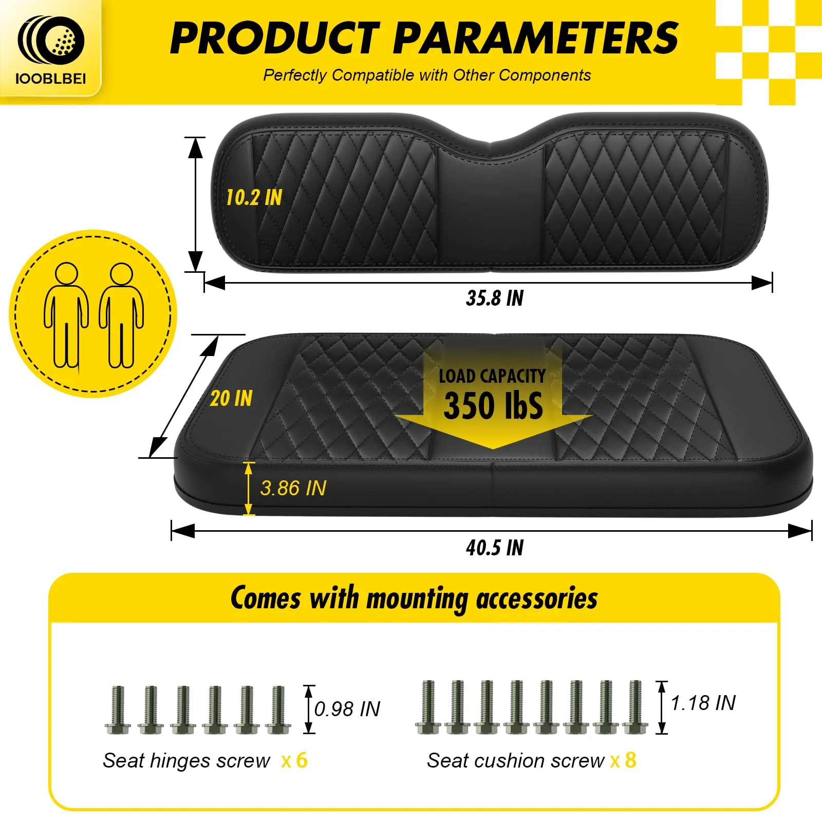 IOOBLBEI EZGO TXT Front Seat Cushion and Backrest Set image 3