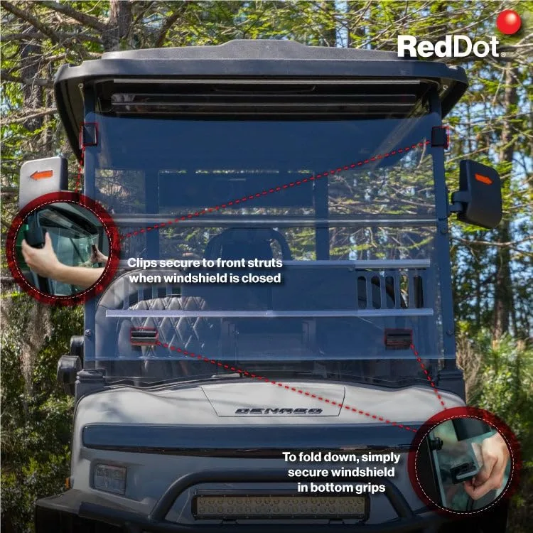 RED DOT Vented Windshield for Denago EV Rover XL Golf Cart image 4