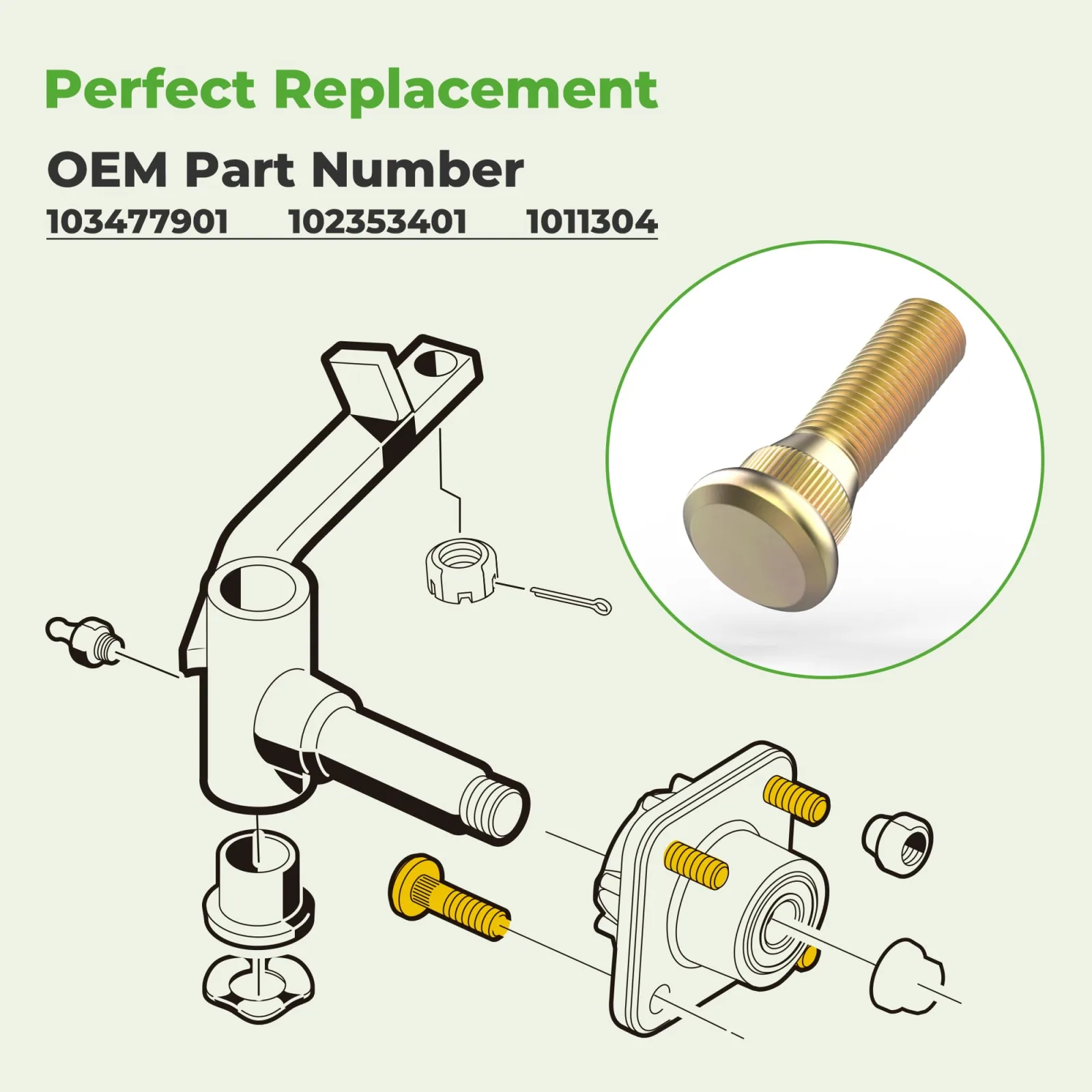 10L0L Lug Stud Bolts for 1982-Up Club Car DS image 4