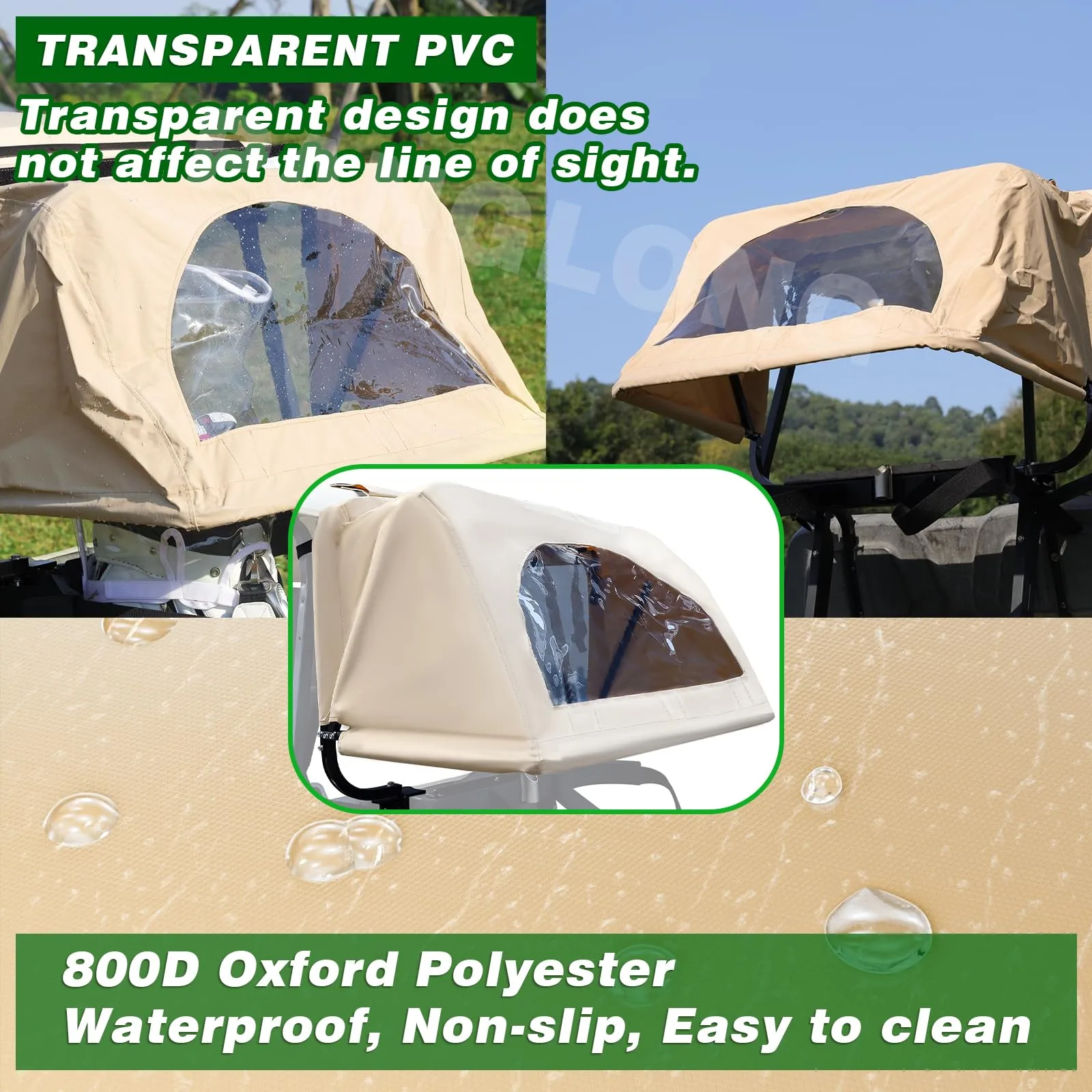 Panglong Rear Golf Cart Bag Rain Cover for 2-Seat Carts image 3