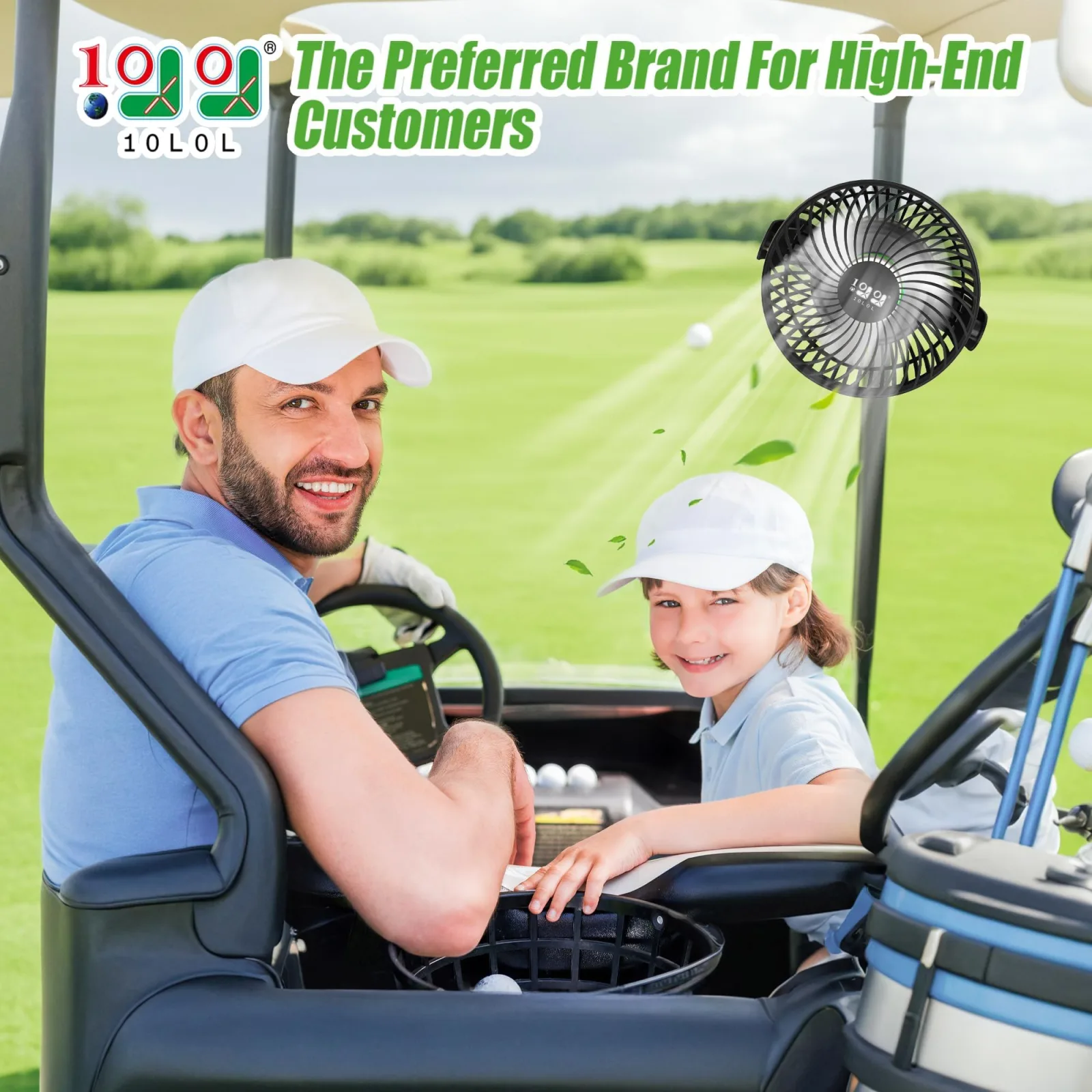10L0L Golf Cart Fan with Magnetic Mount and LED Light image 2