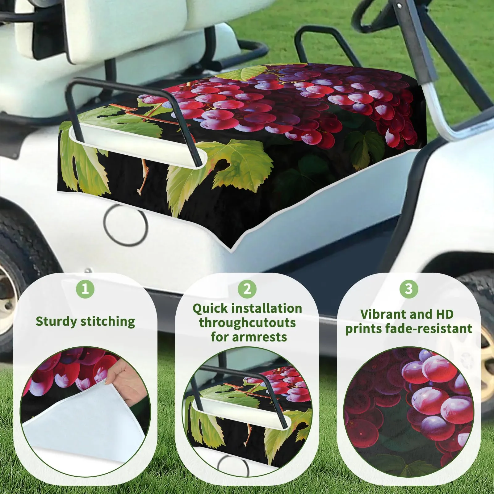 Tiveruda Golf Cart Seat Cover for Double Seats image 3