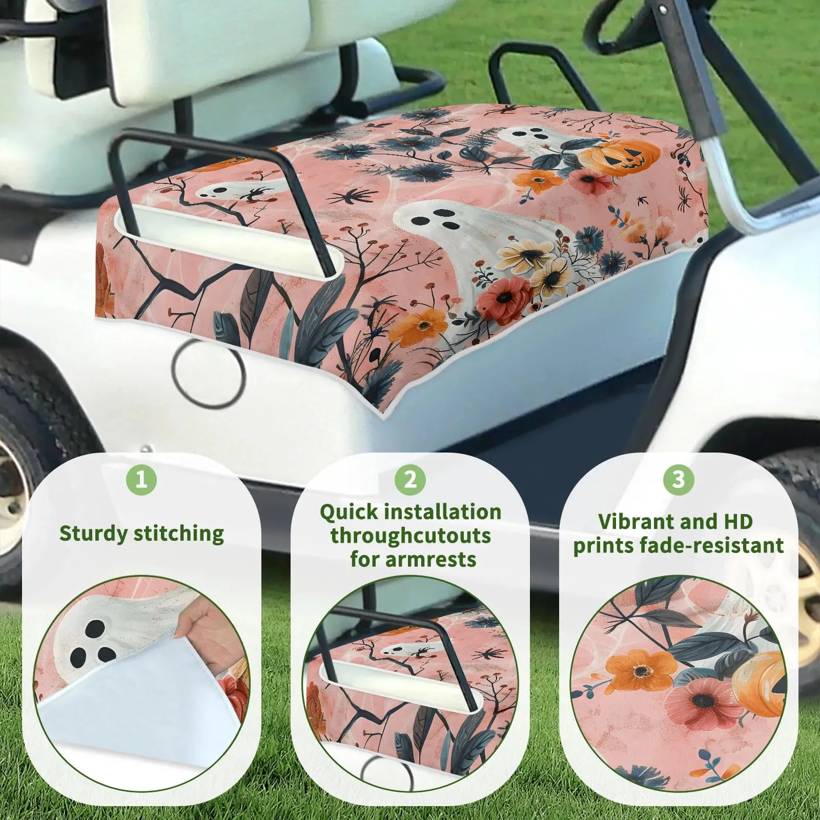 Tiveruda Halloween Floral Golf Cart Seat Cover image 3