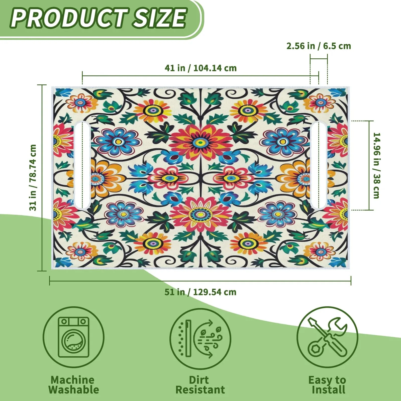 Tiveruda Floral Golf Cart Seat Cover for Double Seats image 2