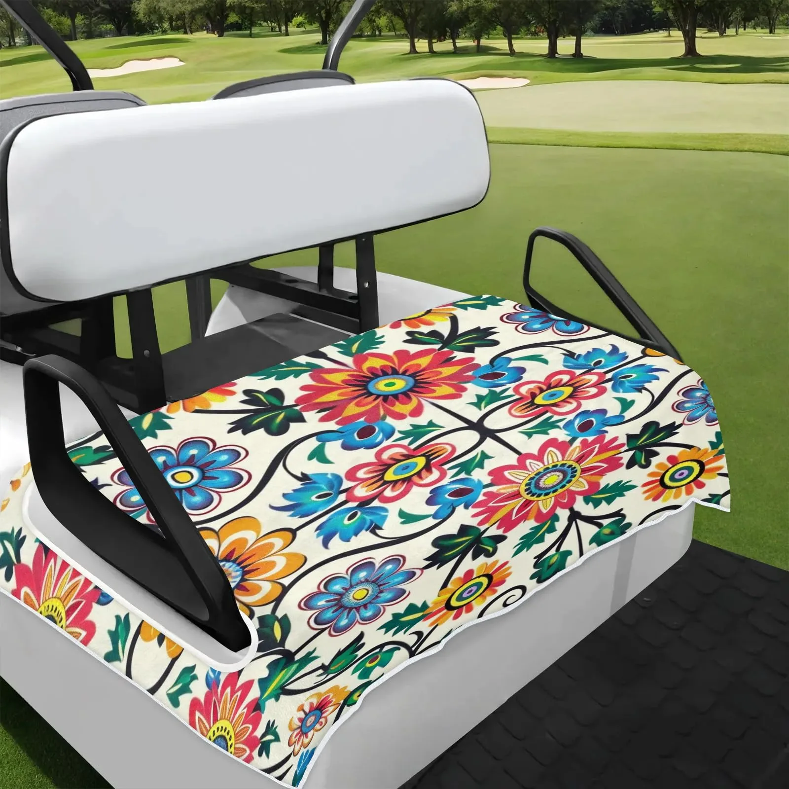 Tiveruda Floral Golf Cart Seat Cover for Double Seats
