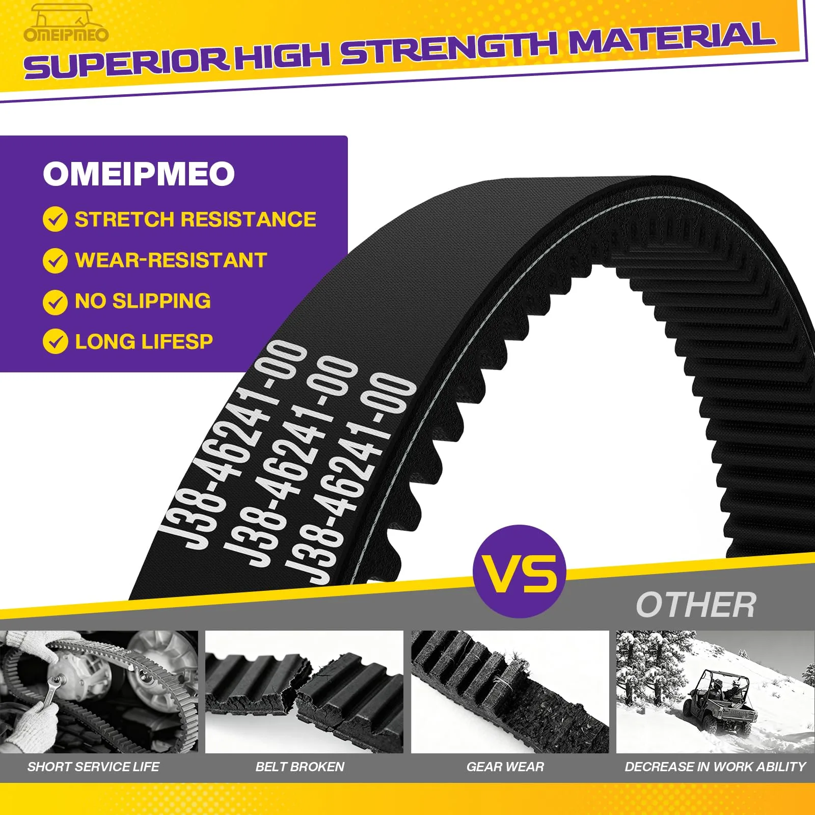 OMEIPMEO Yamaha Golf Cart Drive & Starter Generator Belt Kit image 4