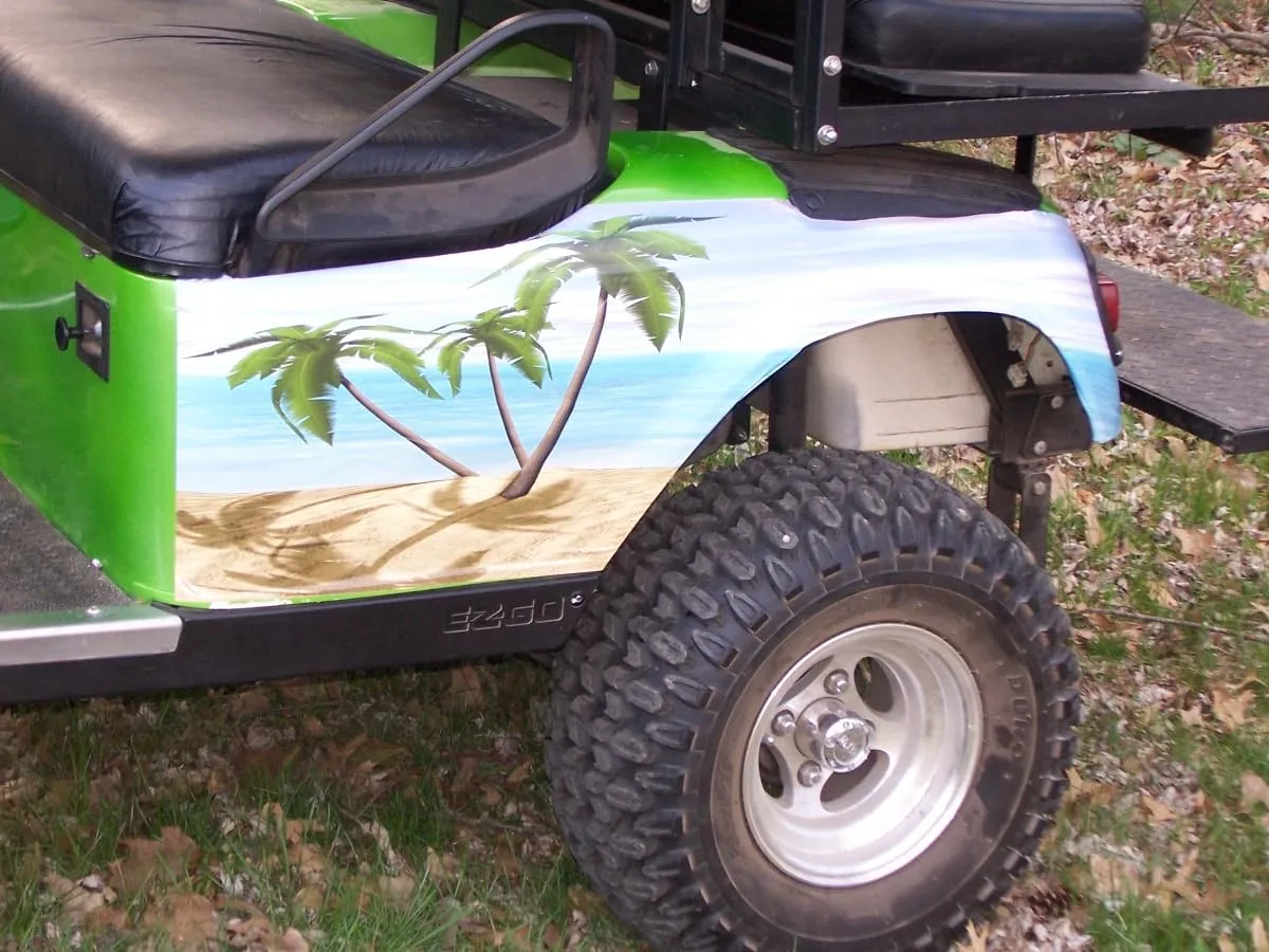 Golf Cart Beach Scene Rear Fender Wrap Graphics GL104 image 2