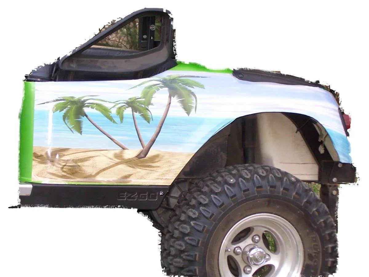 Golf Cart Beach Scene Rear Fender Wrap Graphics GL104