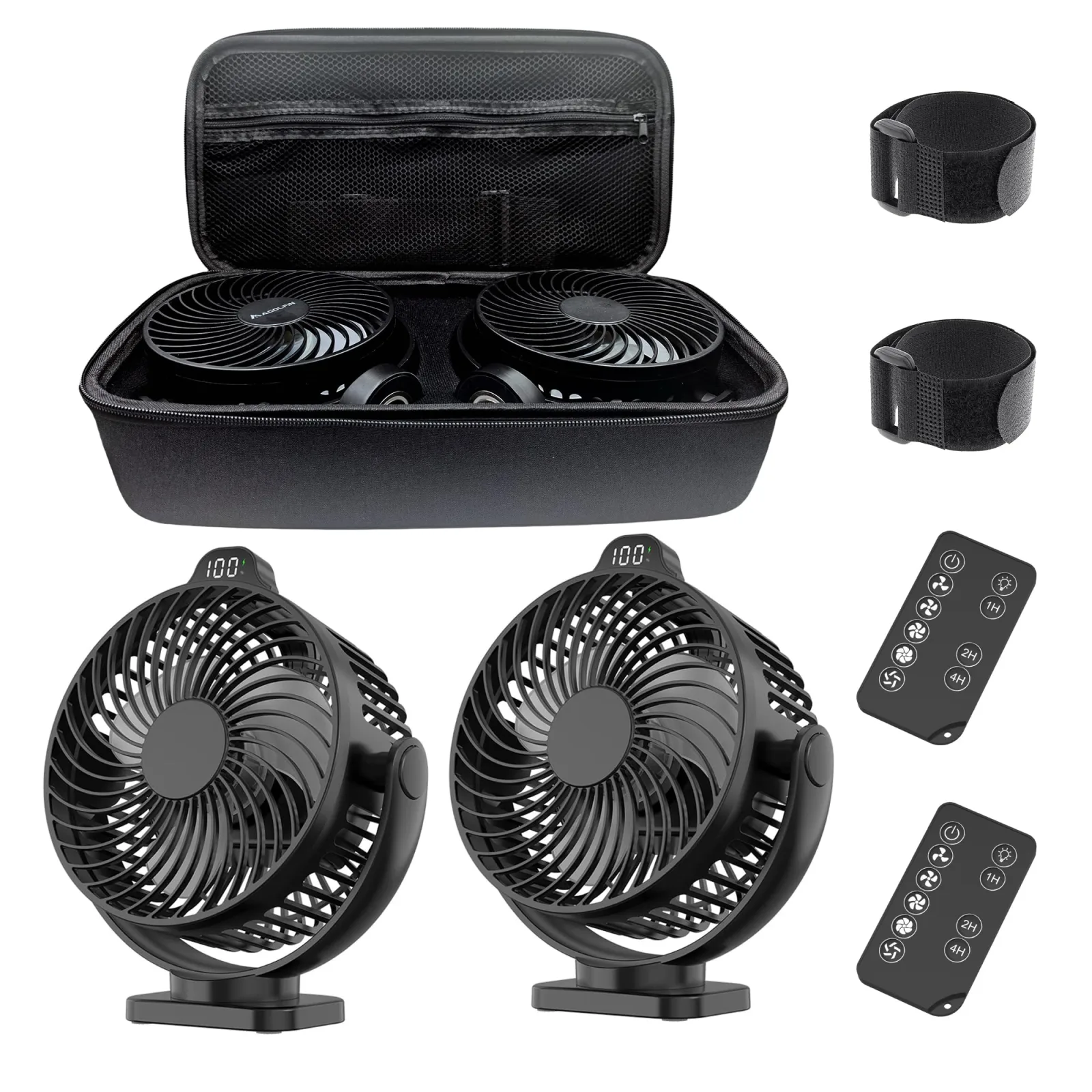 VENSWID YH-F175-LED Rechargeable Magnetic Golf Cart Fan — 2-Pack