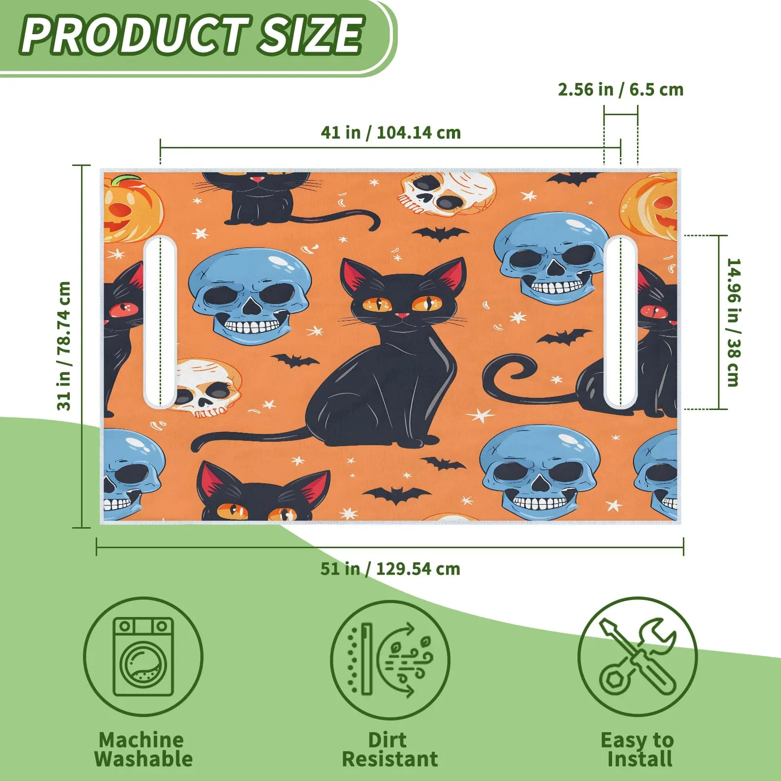 Tiveruda Halloween Skull Cat Golf Cart Seat Cover Blanket image 2