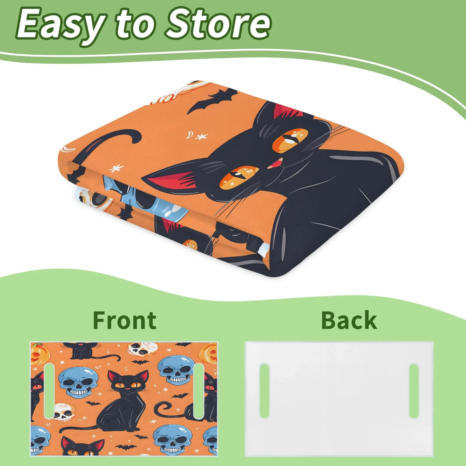 Tiveruda Halloween Skull Cat Golf Cart Seat Cover Blanket image 4