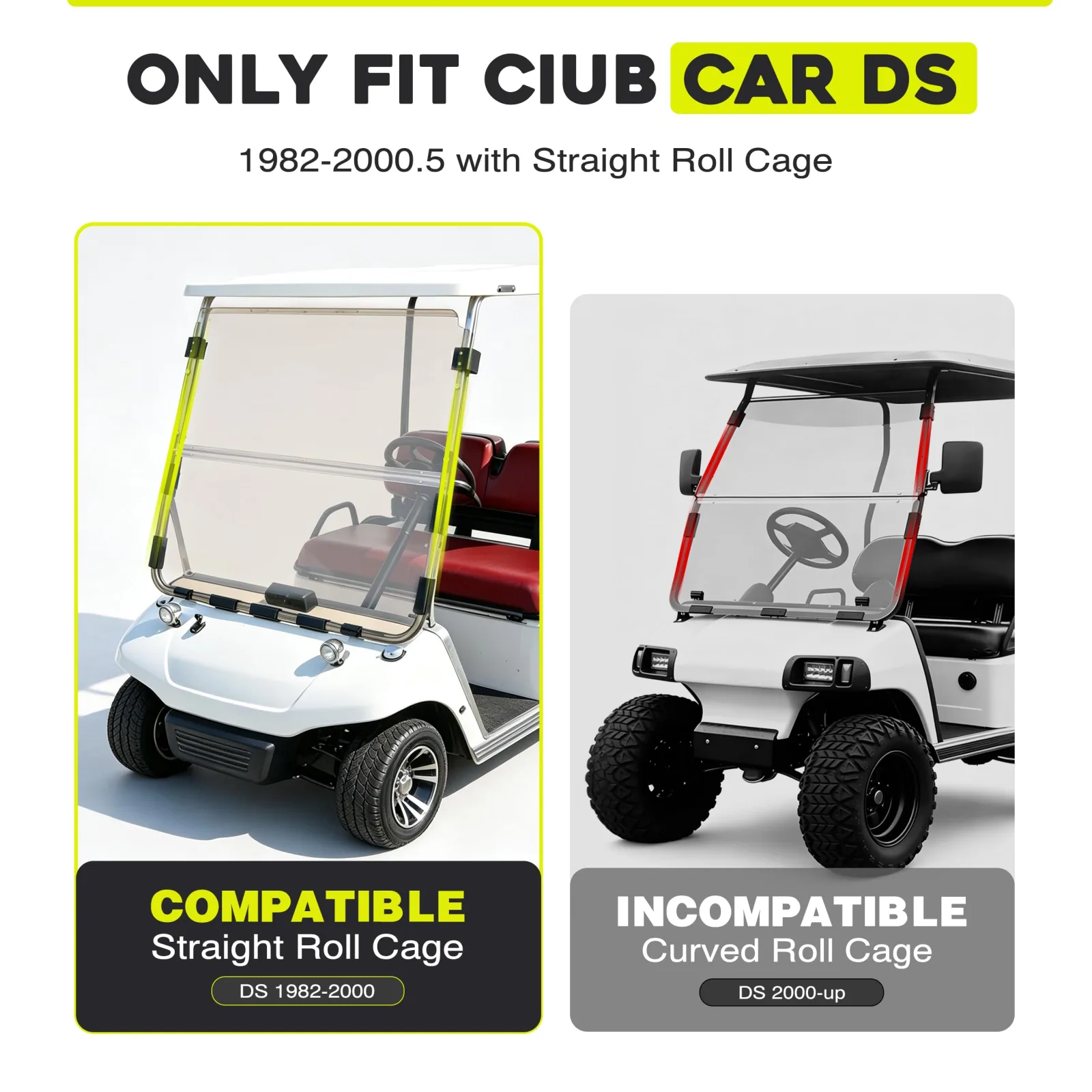 KUAFU Fold-Down Windshield for Club Car DS 1982-2000.5 image 4