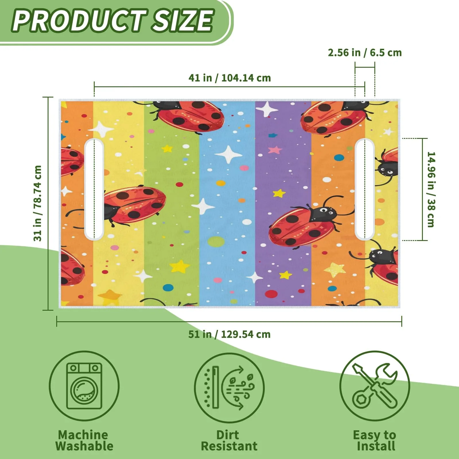 Tiveruda Ladybird Stripe Golf Cart Seat Cover, 51 x 31 in image 2