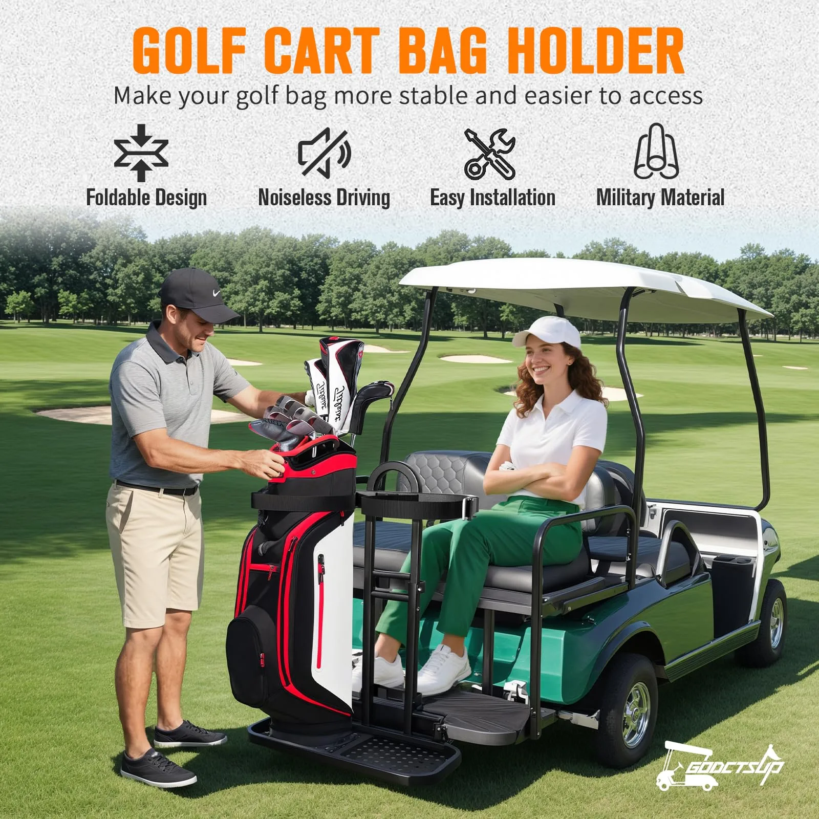 GODCTSUP Foldable Golf Cart Rear Seat Bag Rack image 2