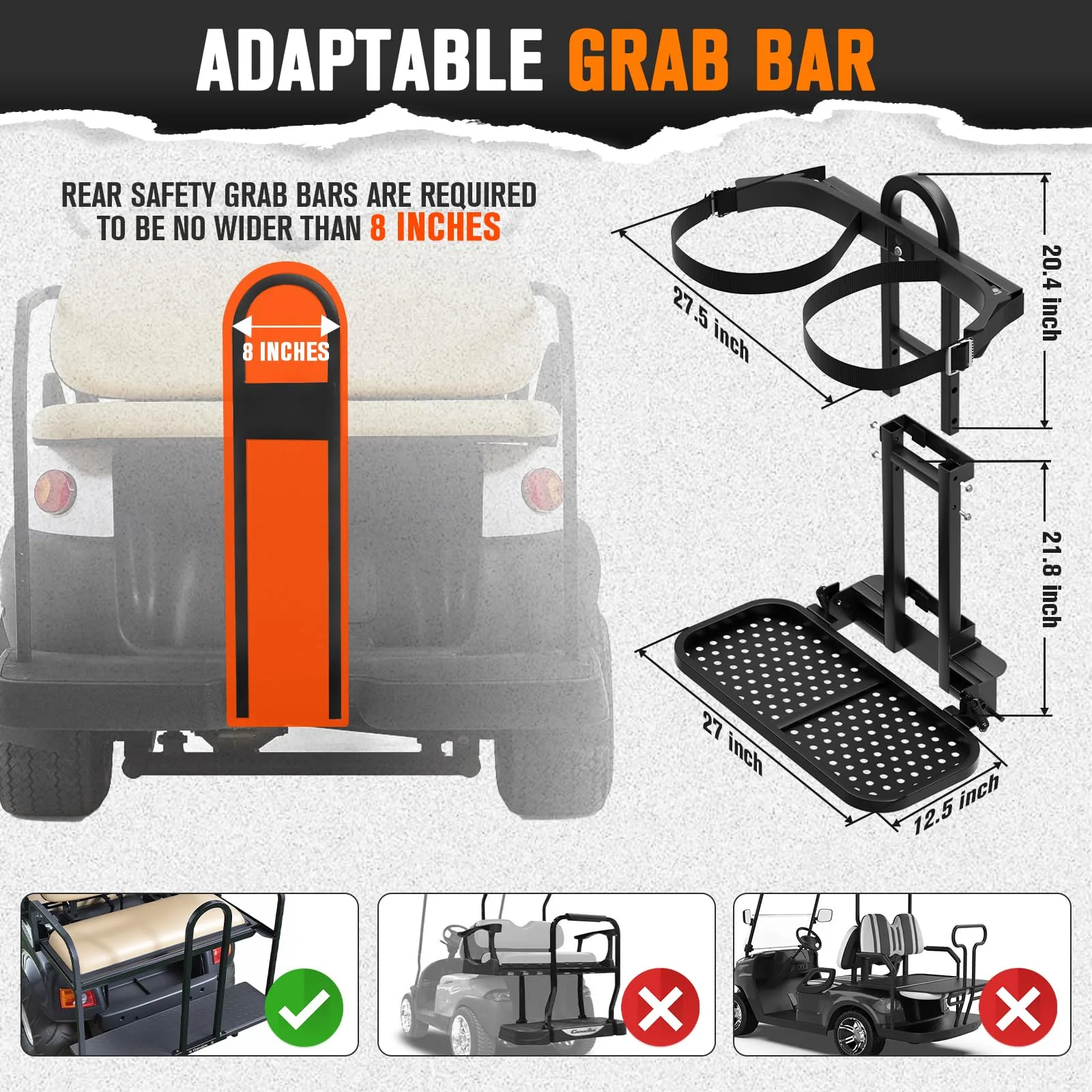 GODCTSUP Foldable Golf Cart Rear Seat Bag Rack image 3